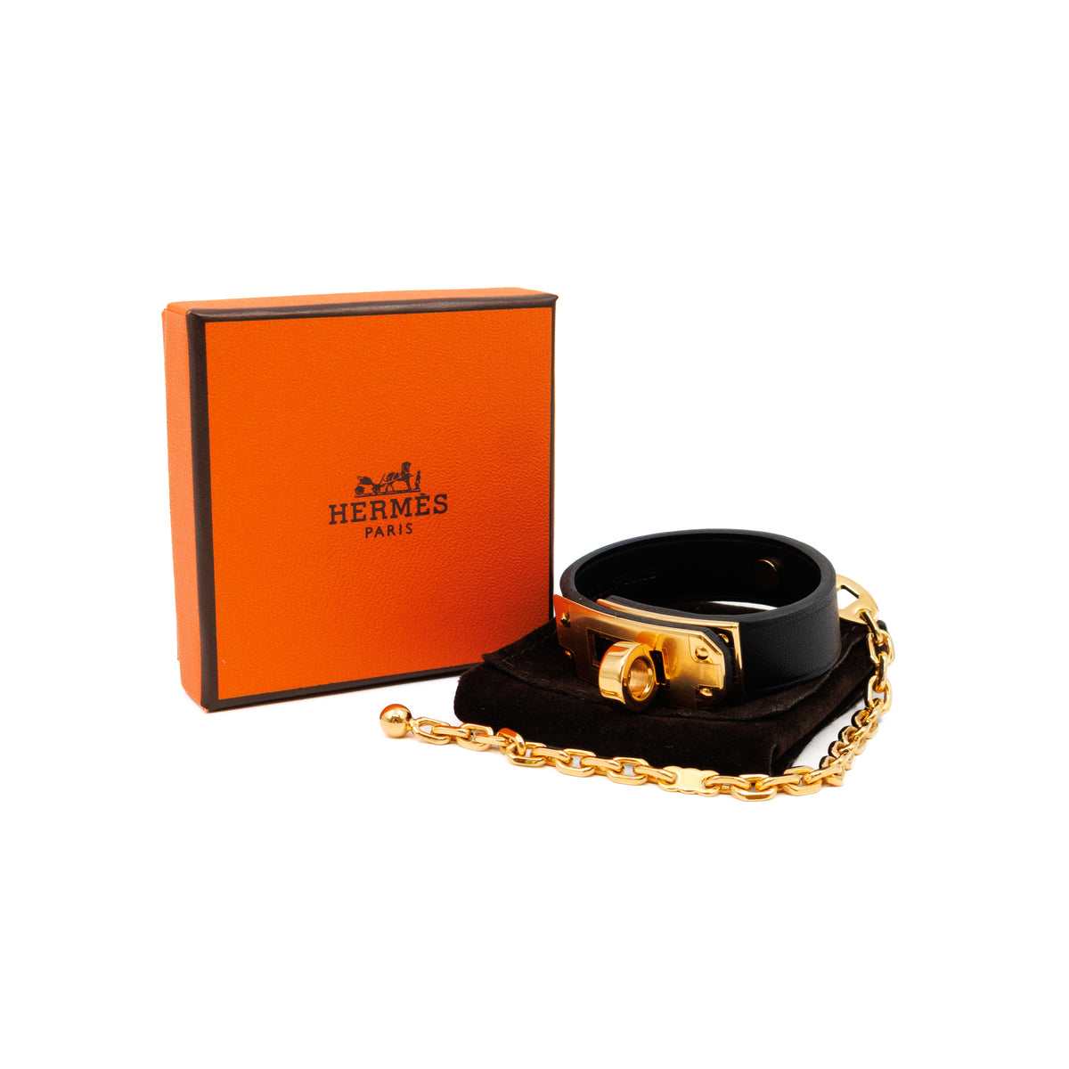 Kelly Glove Clip Black Leather Gold