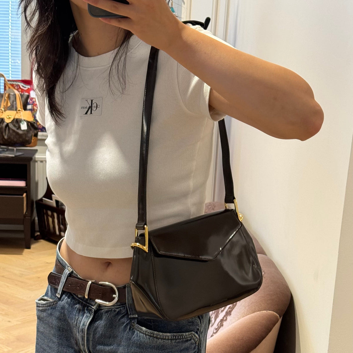 Toyin Shoulder Bag Brown Brushed Leather