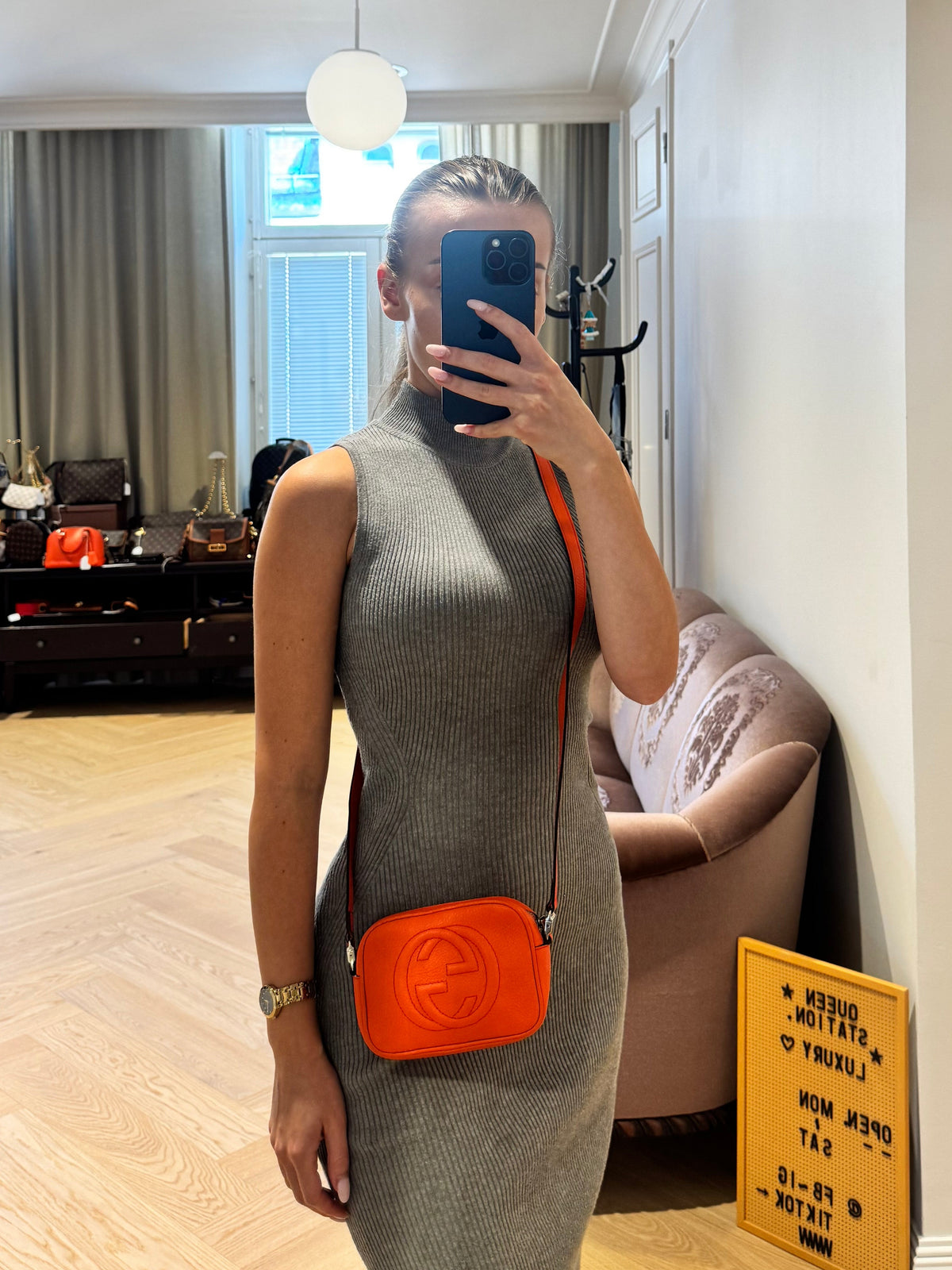 Kid's Disco Soho Mini Orange Leather