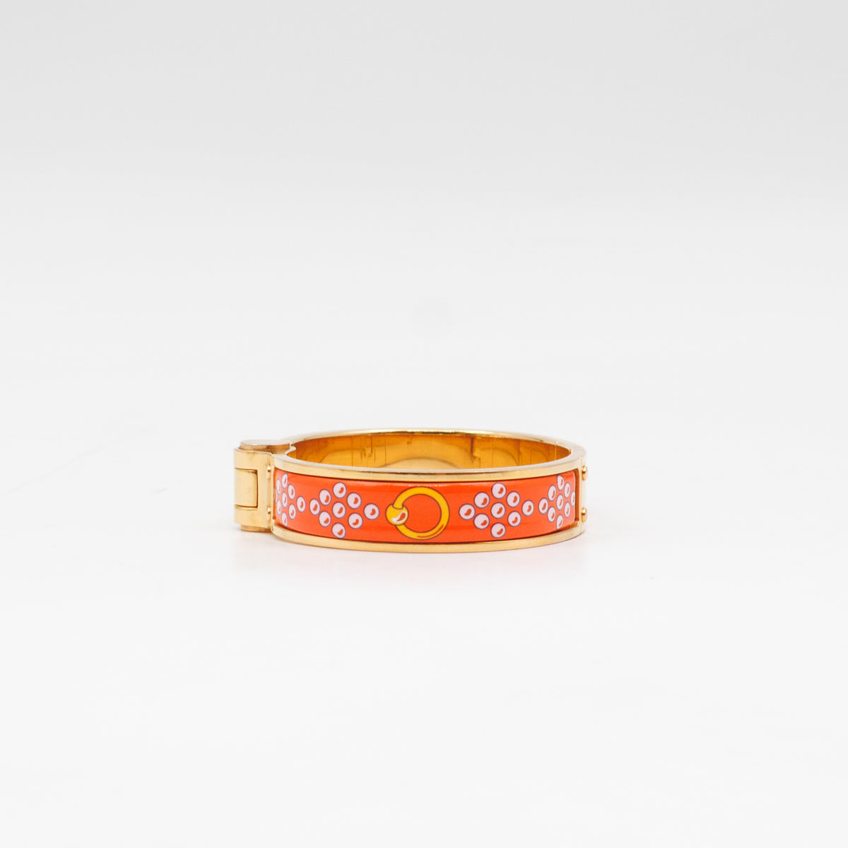 Enamel Hinged Bracelet Orange Print