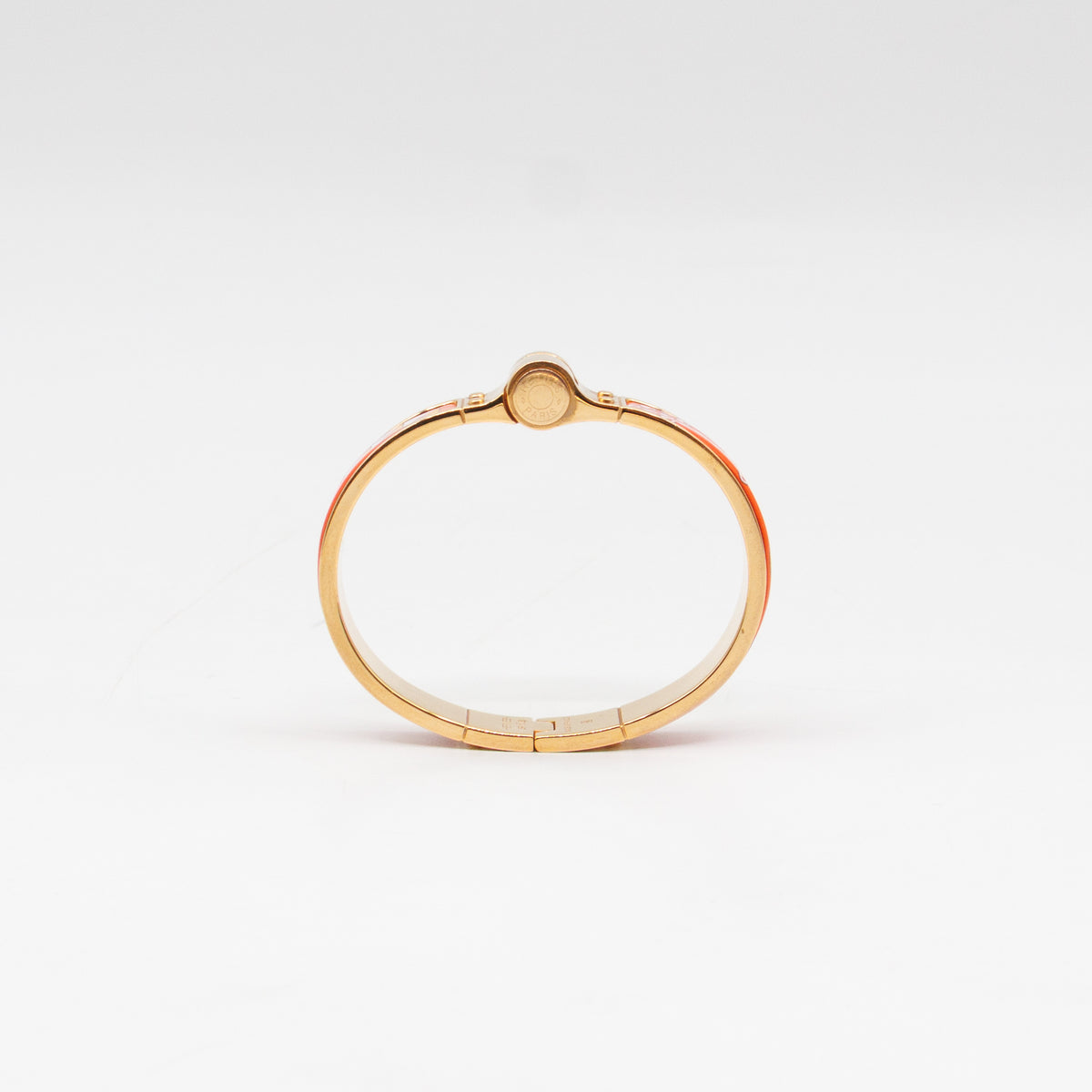 Enamel Hinged Bracelet Orange Print