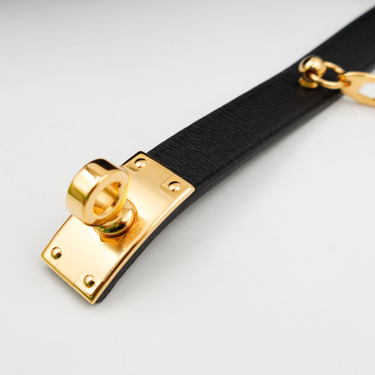 Kelly Glove Clip Black Leather Gold