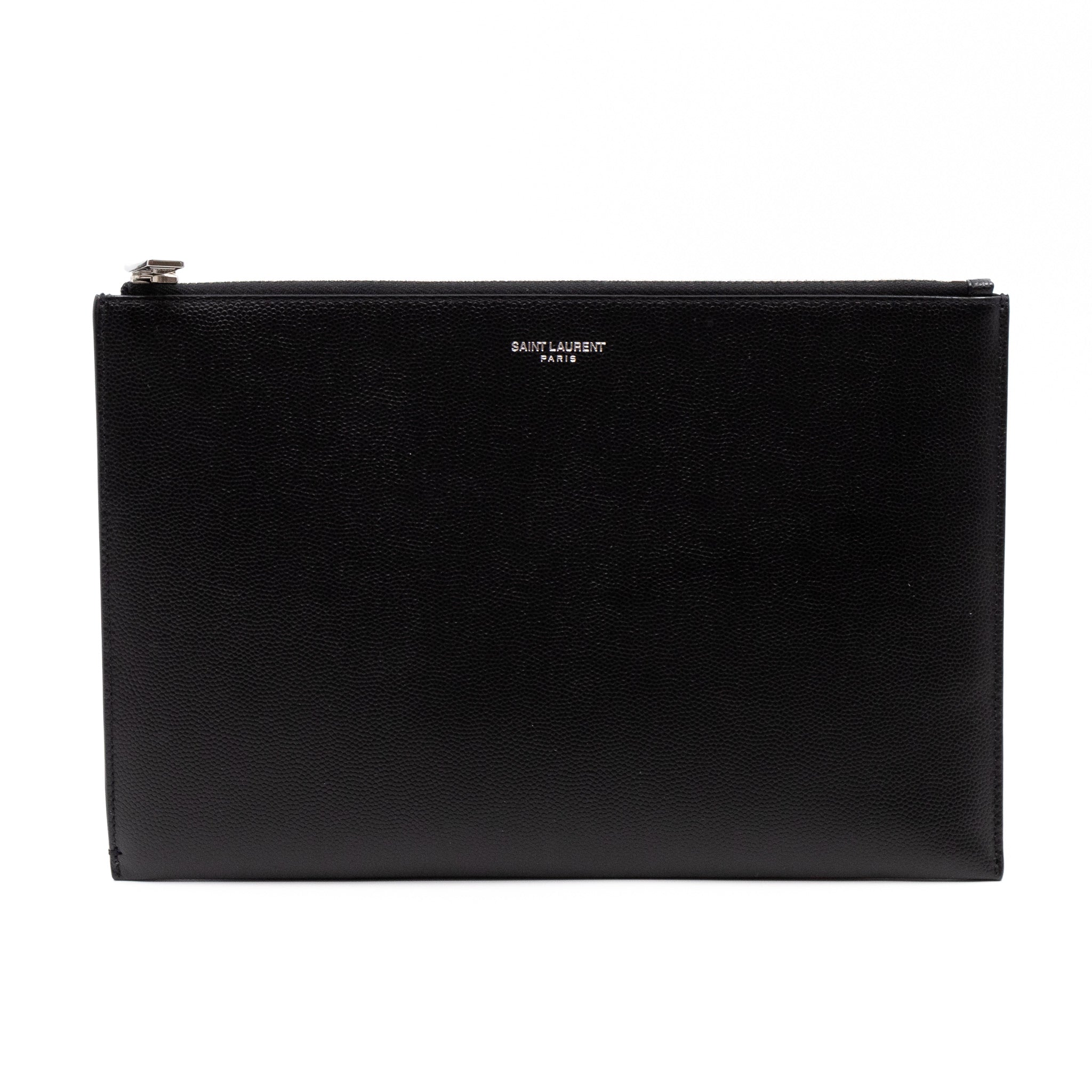 Folio Clutch Black Grained Leather