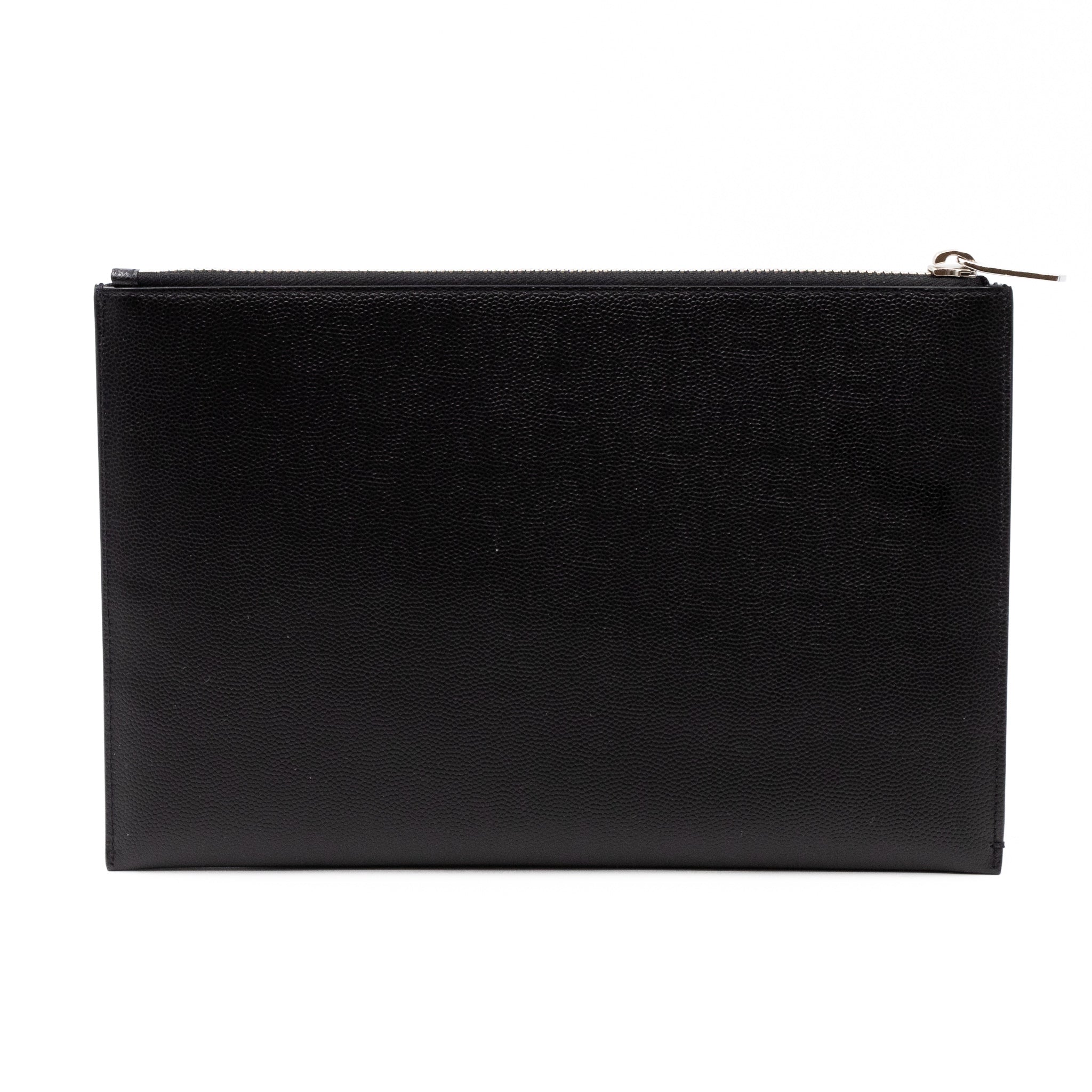 Folio Clutch Black Grained Leather
