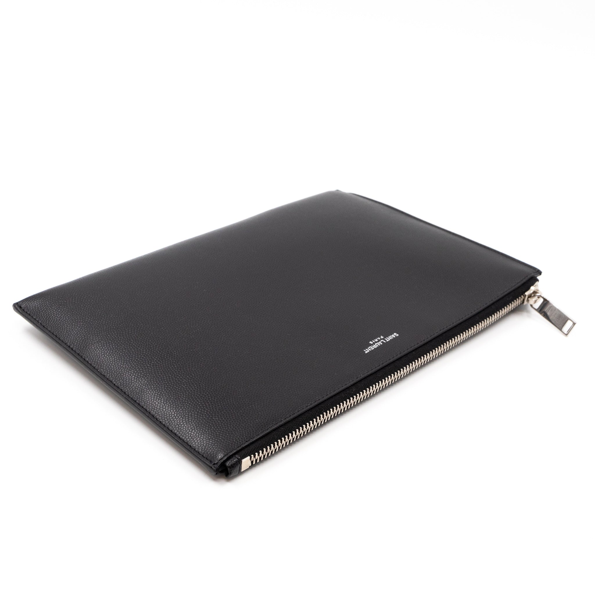 Folio Clutch Black Grained Leather