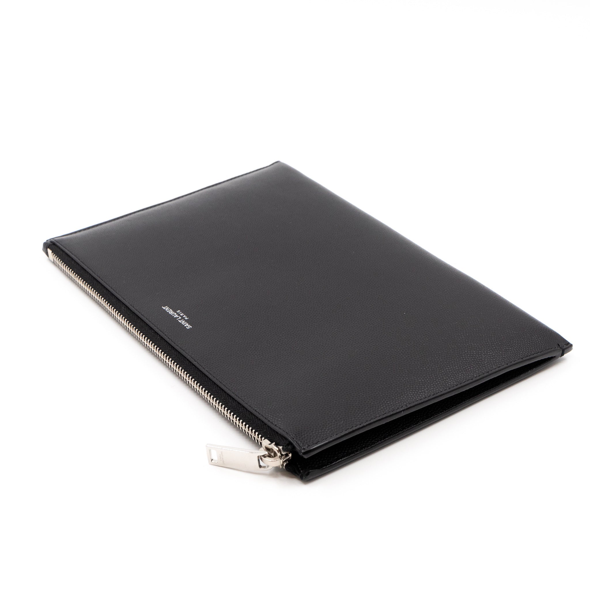 Folio Clutch Black Grained Leather