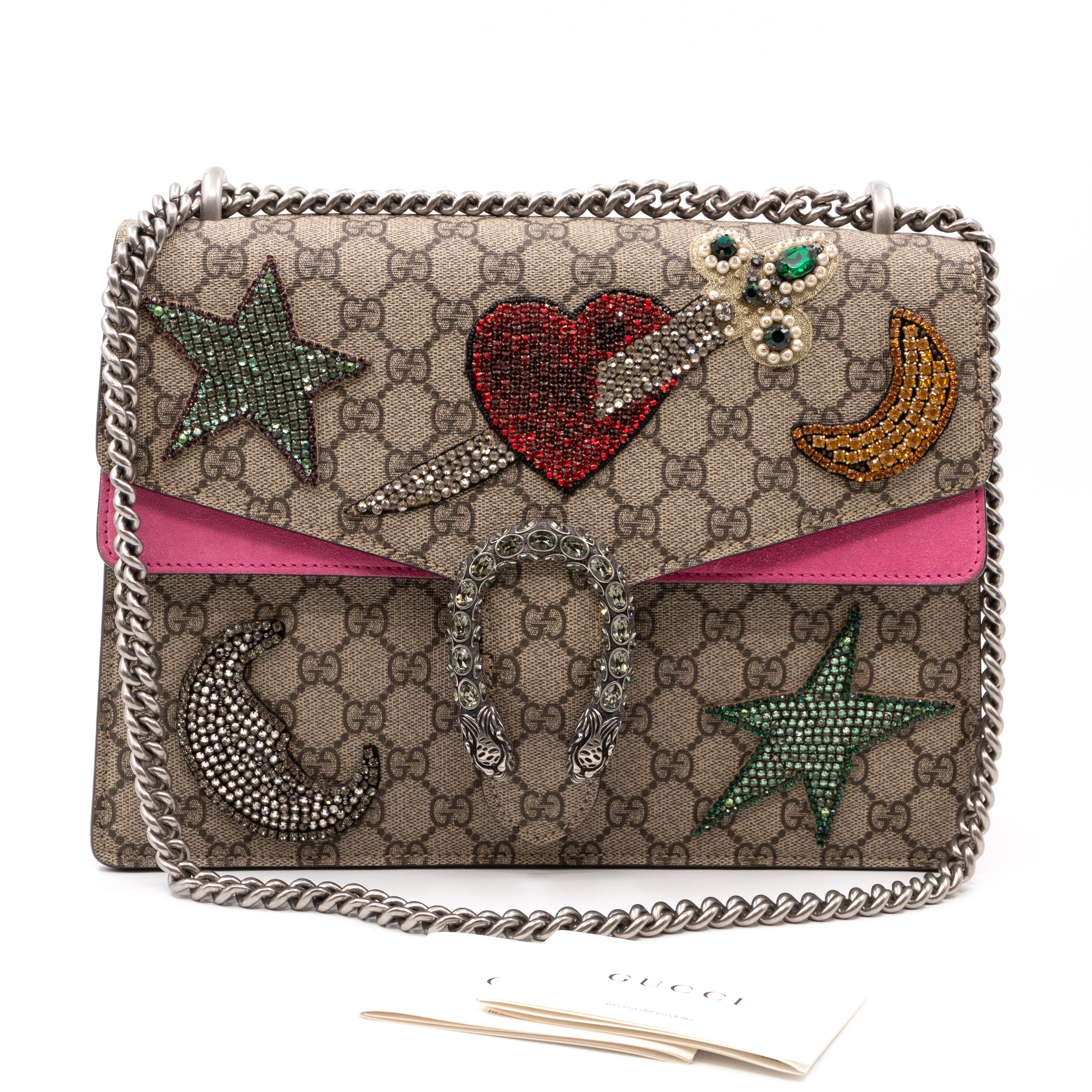 Dionysus Medium GG Supreme Pierced Heart Embroidered