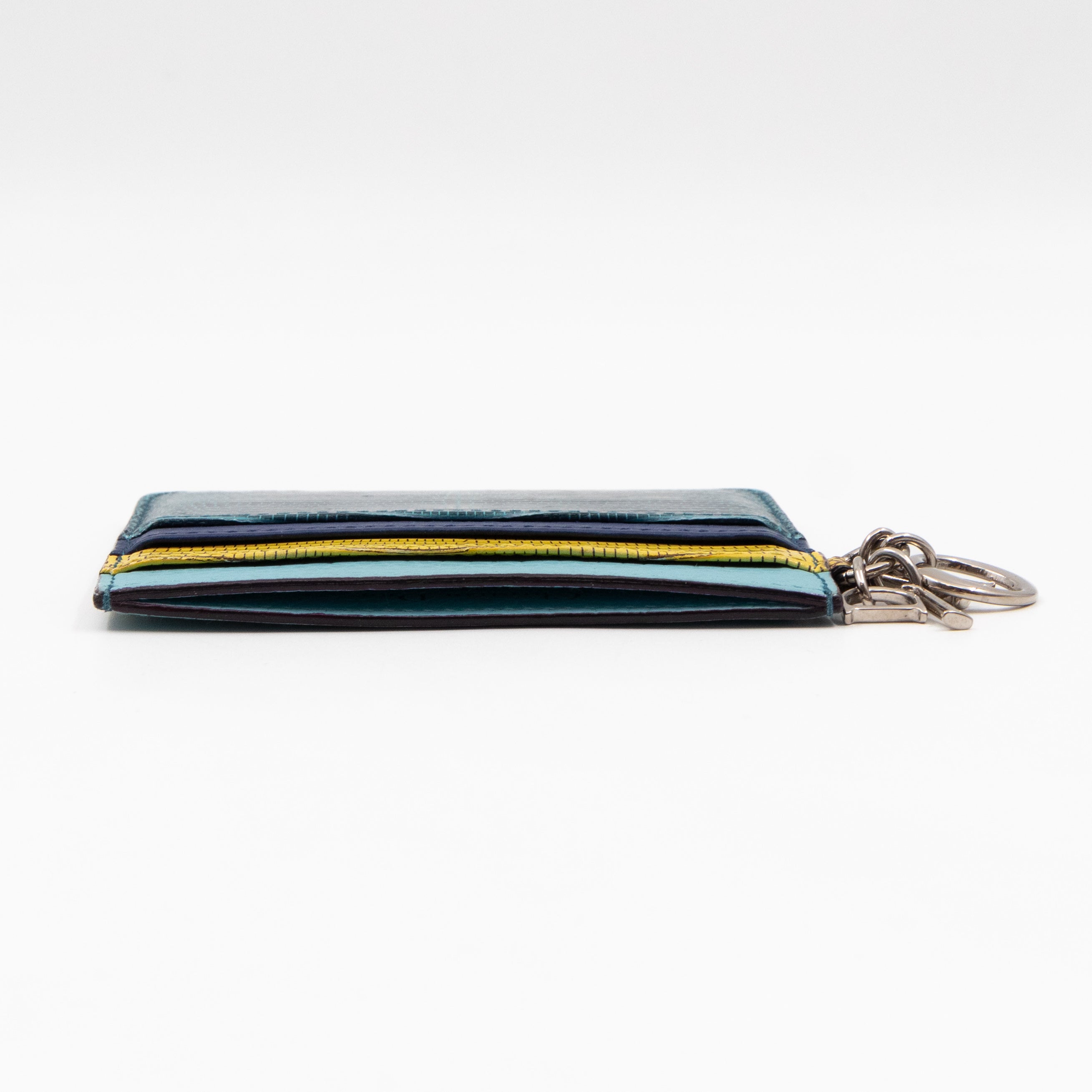 Lady Dior Card Holder Multicolor Embossed Leather