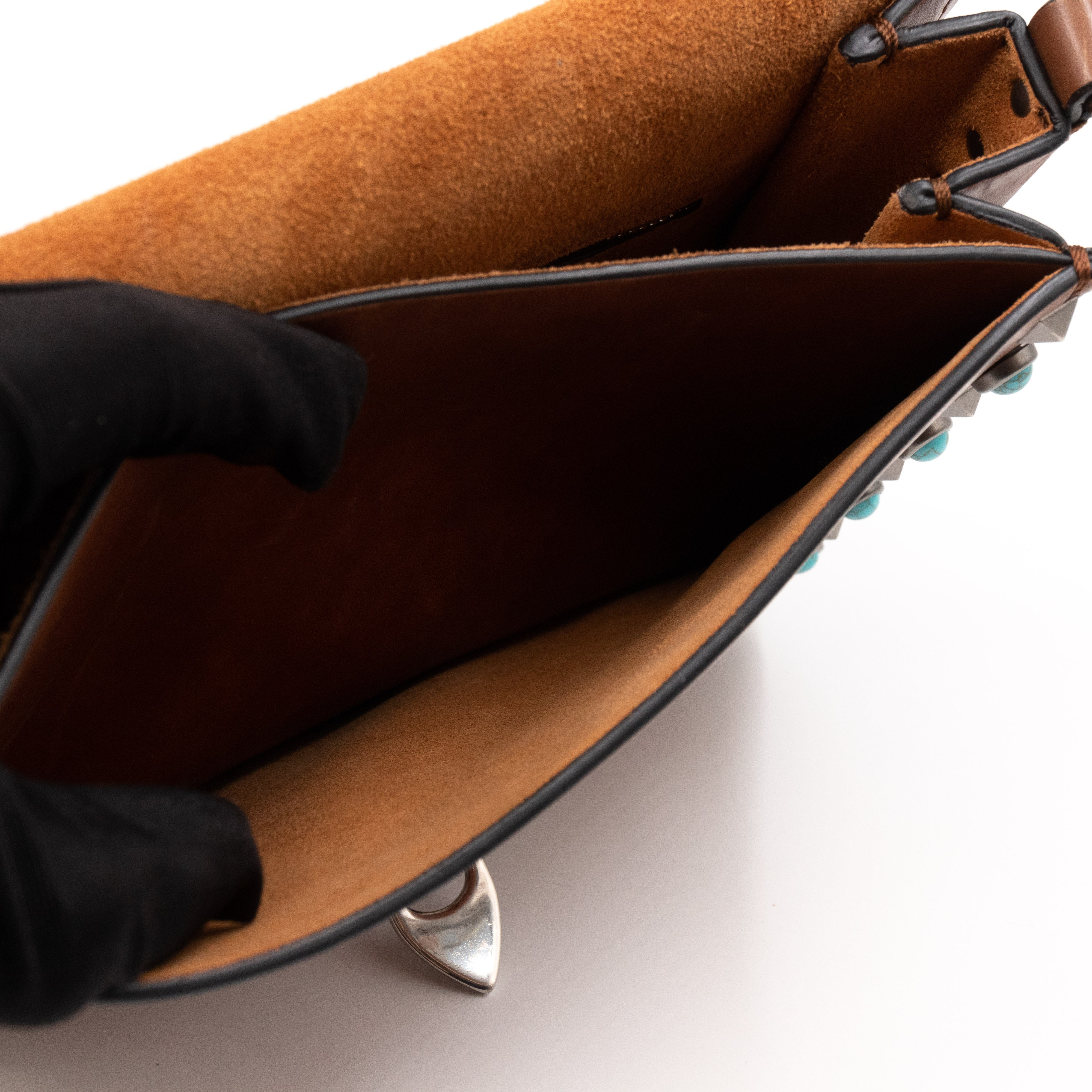 Rockstud Flap Bag Guitar Strap Brown Leather