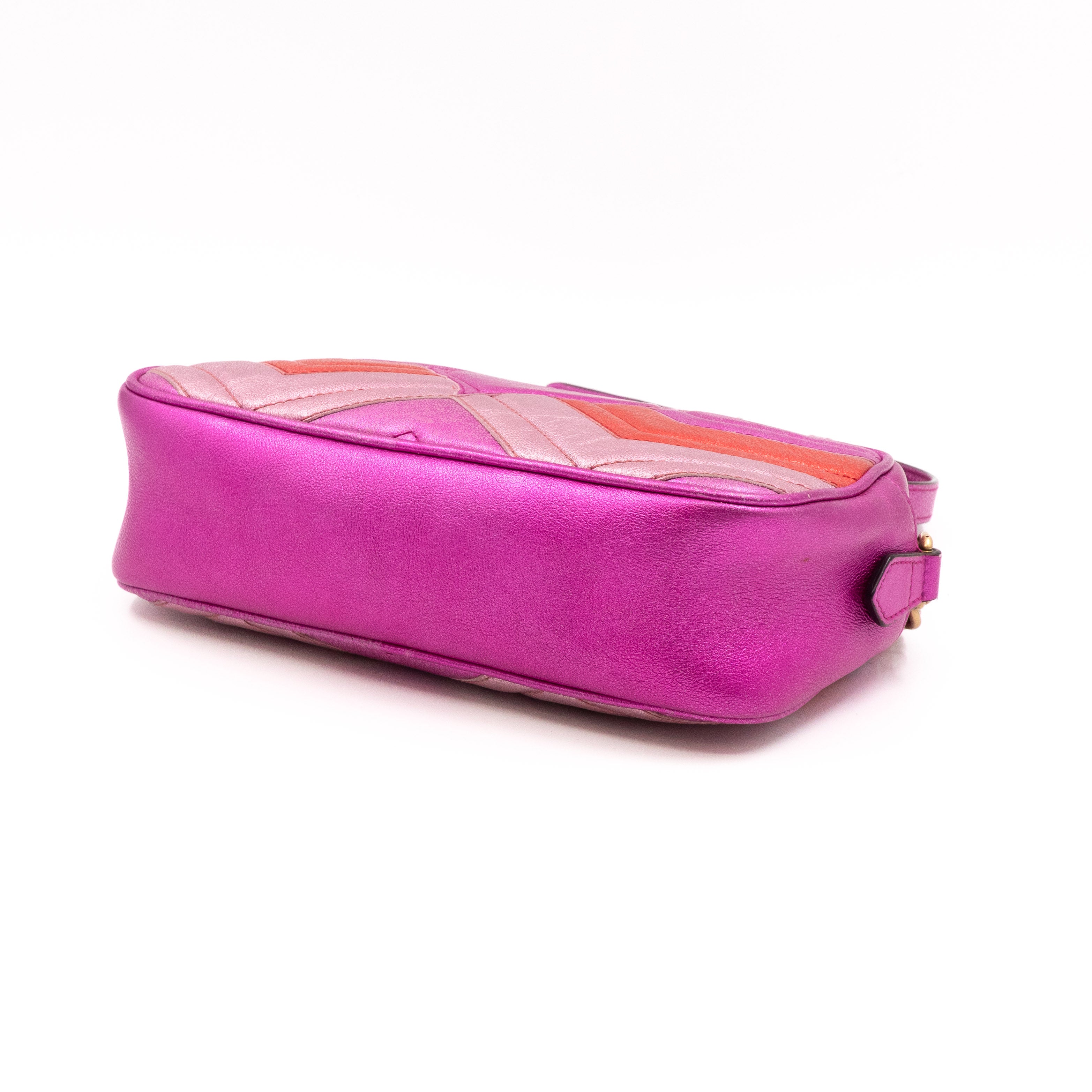 GG Marmont Matelassé Small Metallic Pink Leather