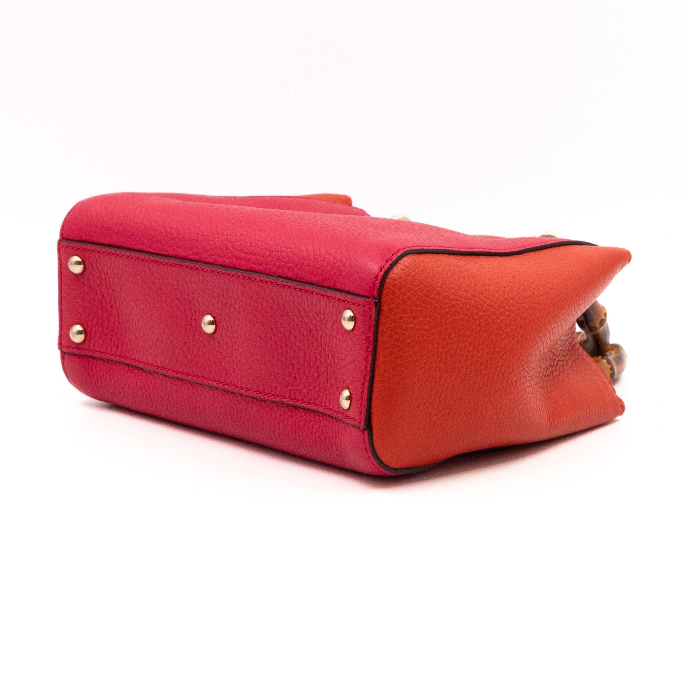 Bamboo Handle Mini Tote Pink & Orange