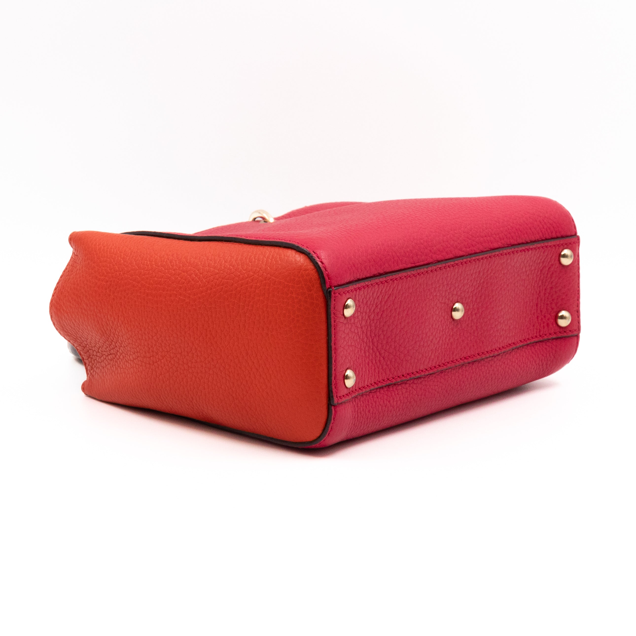 Bamboo Handle Mini Tote Pink & Orange