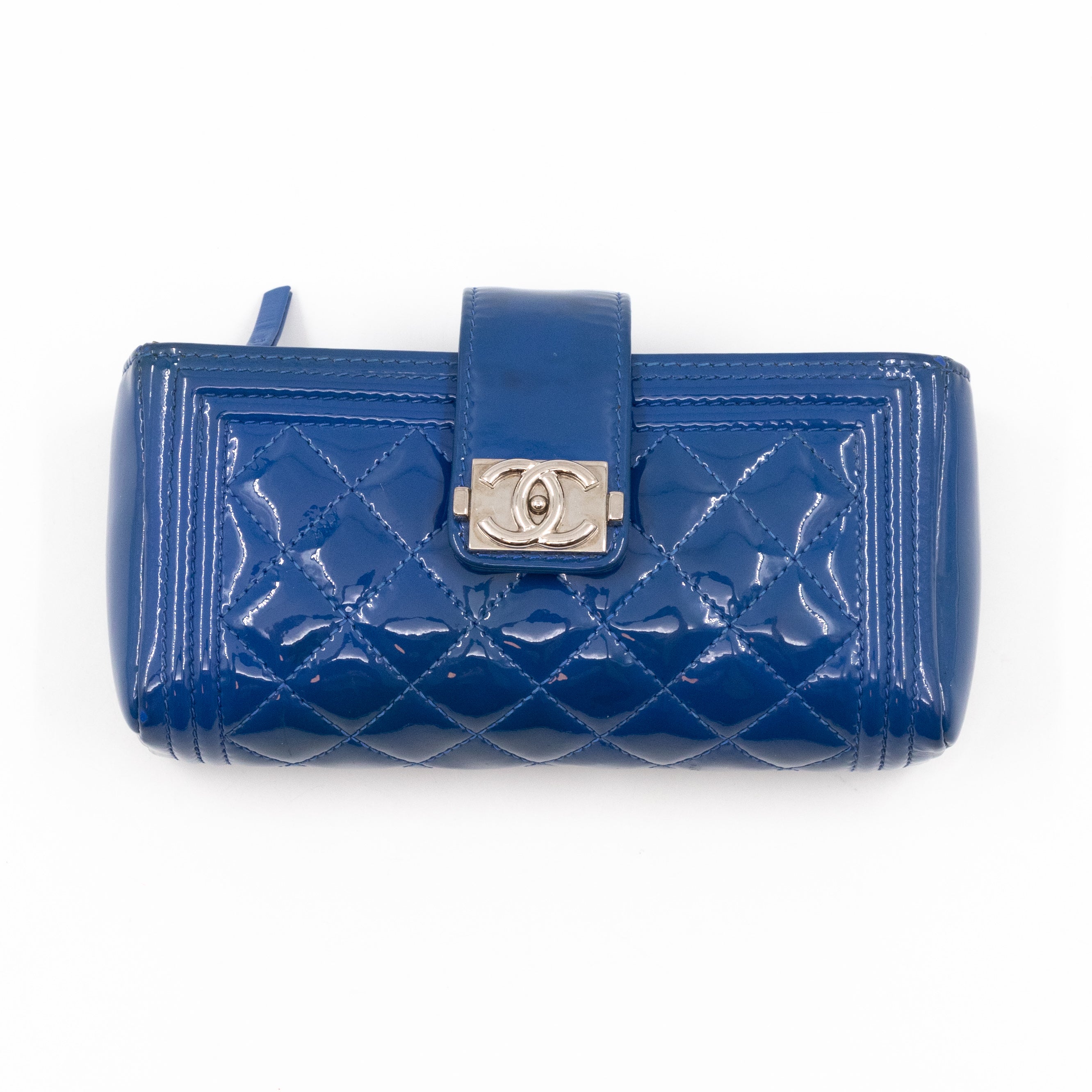 Mini Phone Holder Blue Patent Leather
