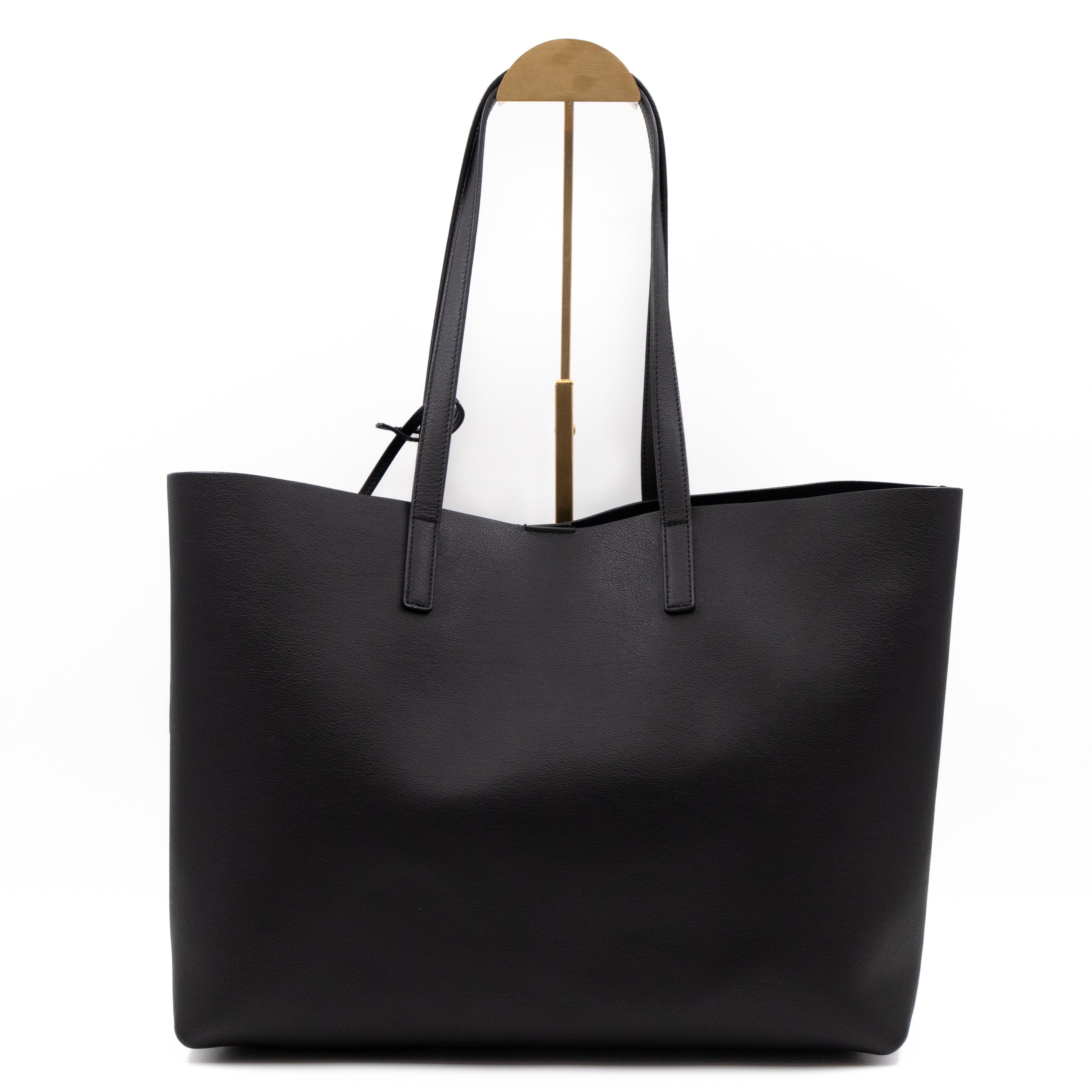 Shopping Tote Bag Black Leather