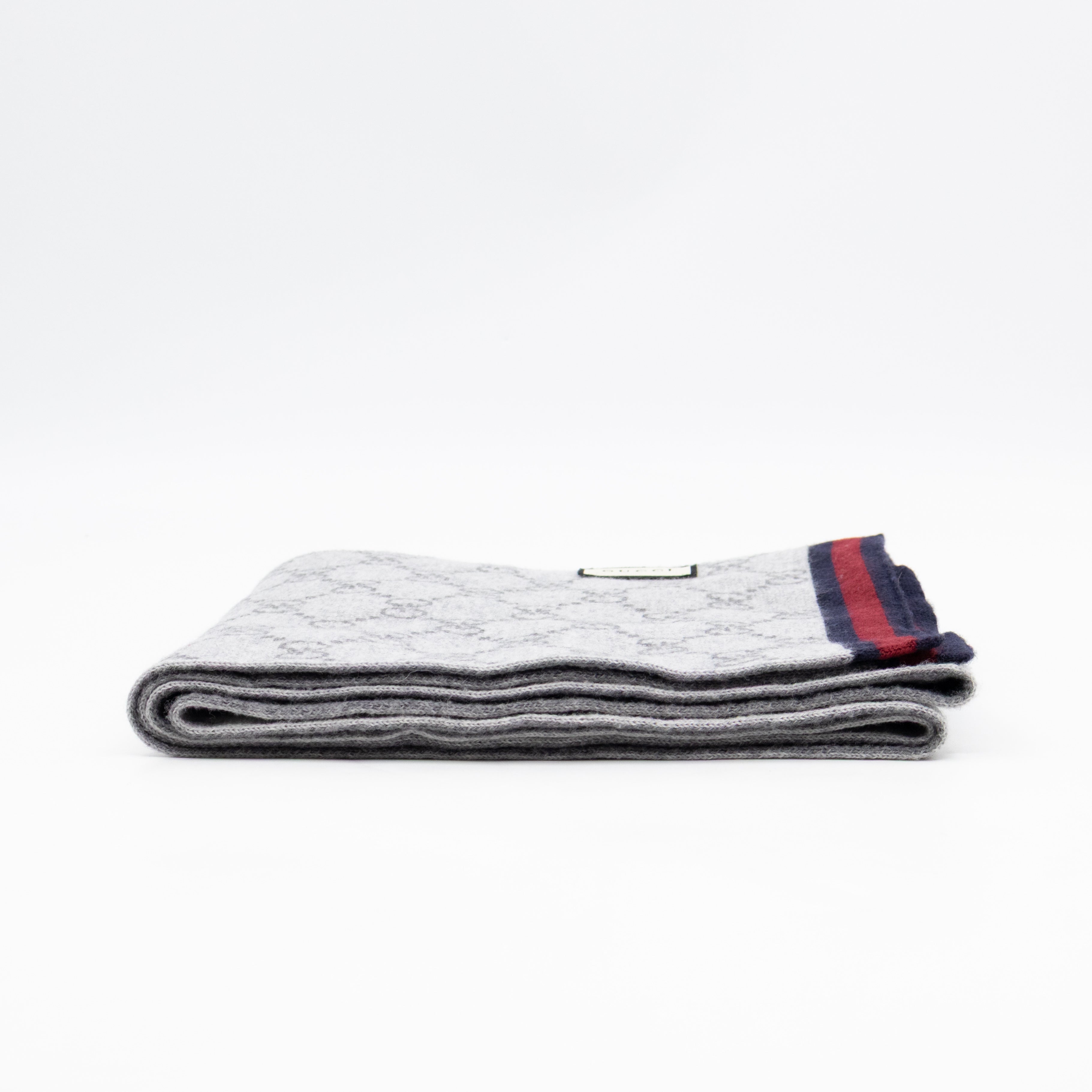 GG Long Wool Scarf Gray