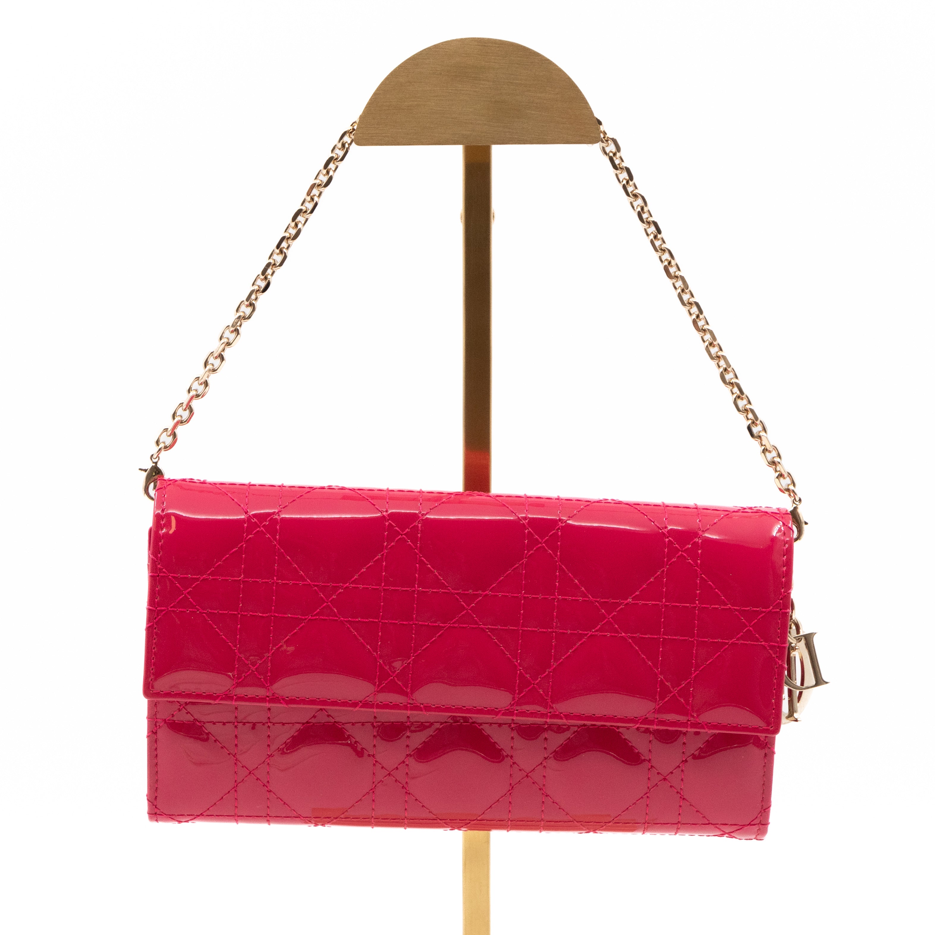 Lady Dior Wallet on Chain Pink Patent Leather