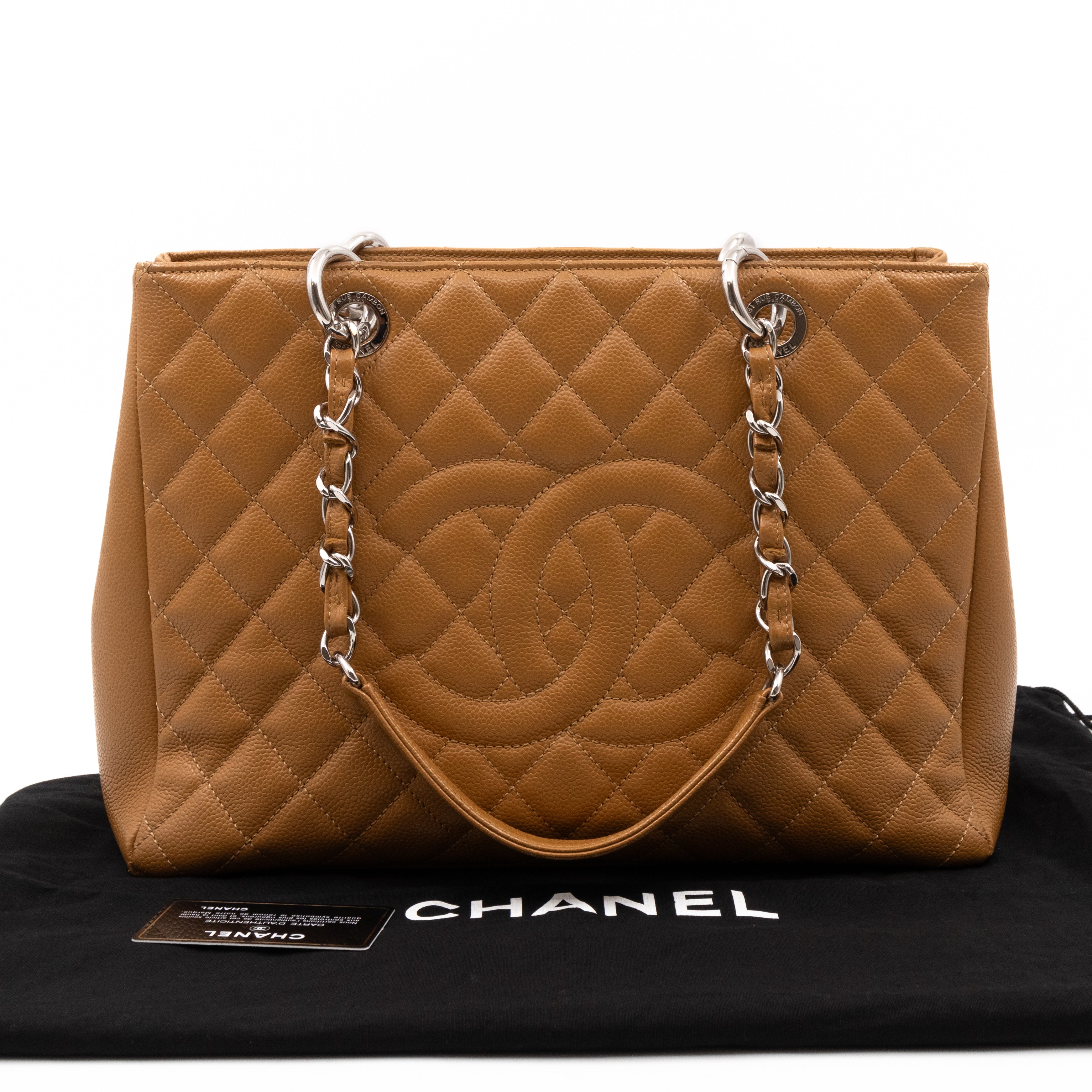 GST Grand Shopping Tote Dark Beige Caviar Silver