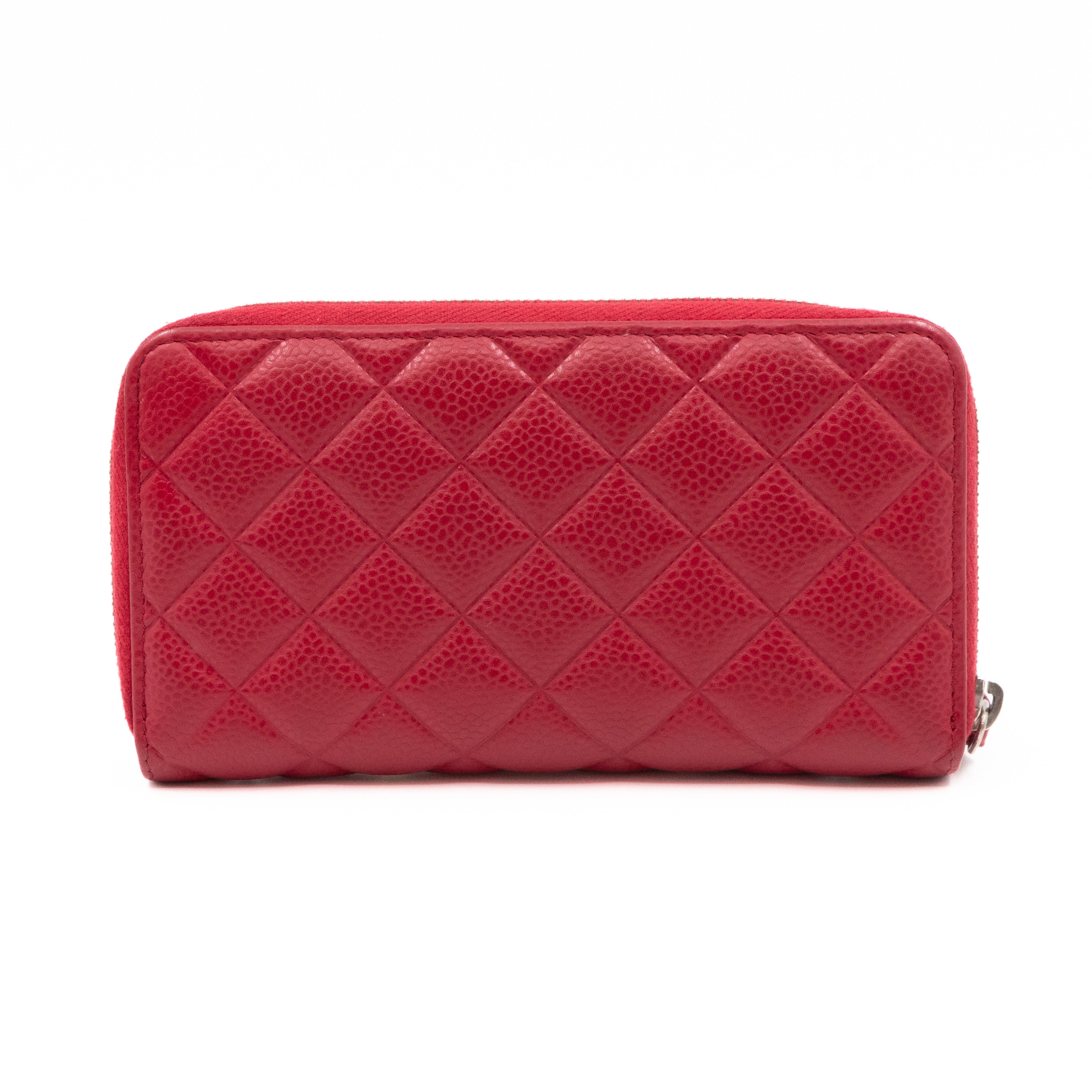 Medium Zipped Wallet Red Caviar Leather