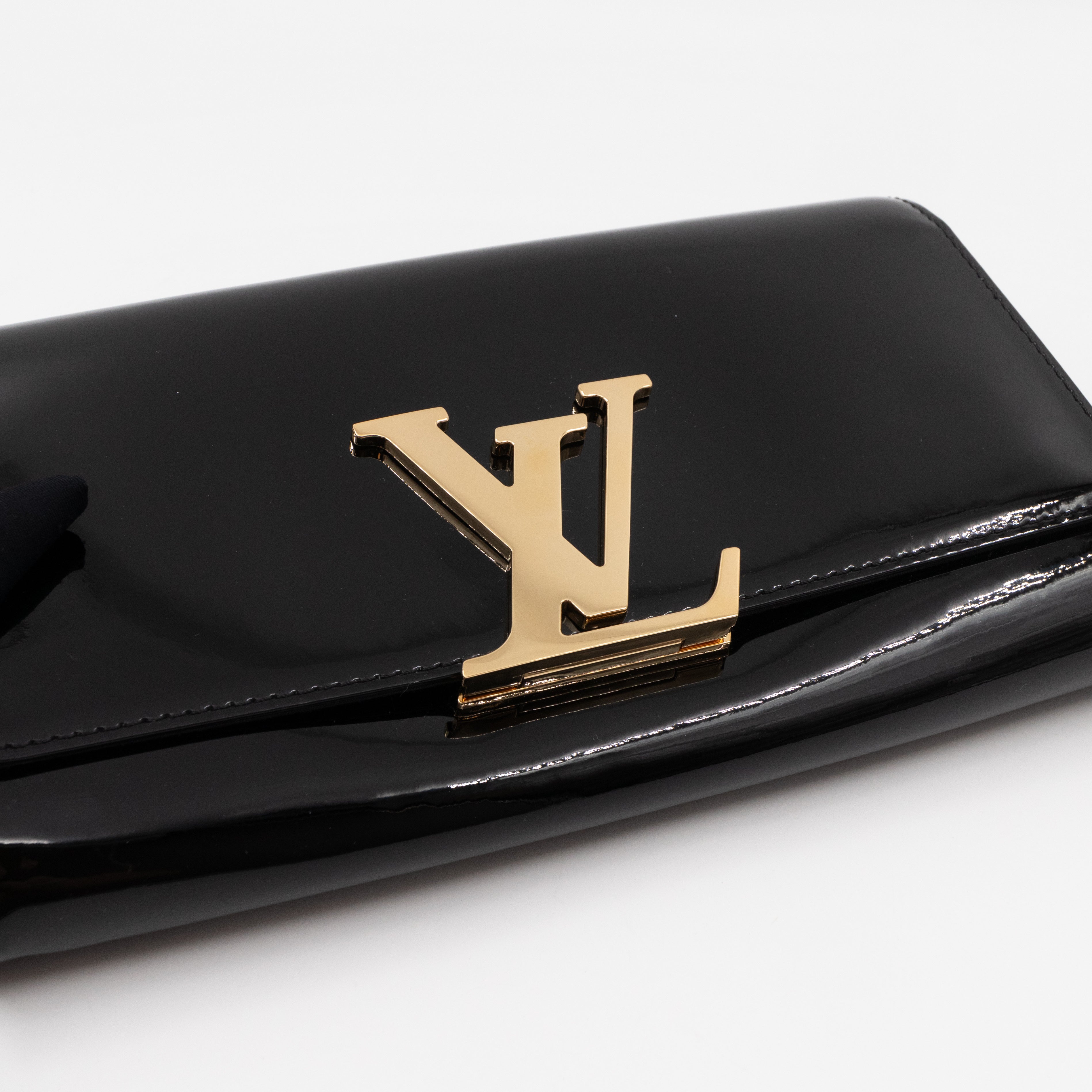 Louise Clutch Black Vernis Gold