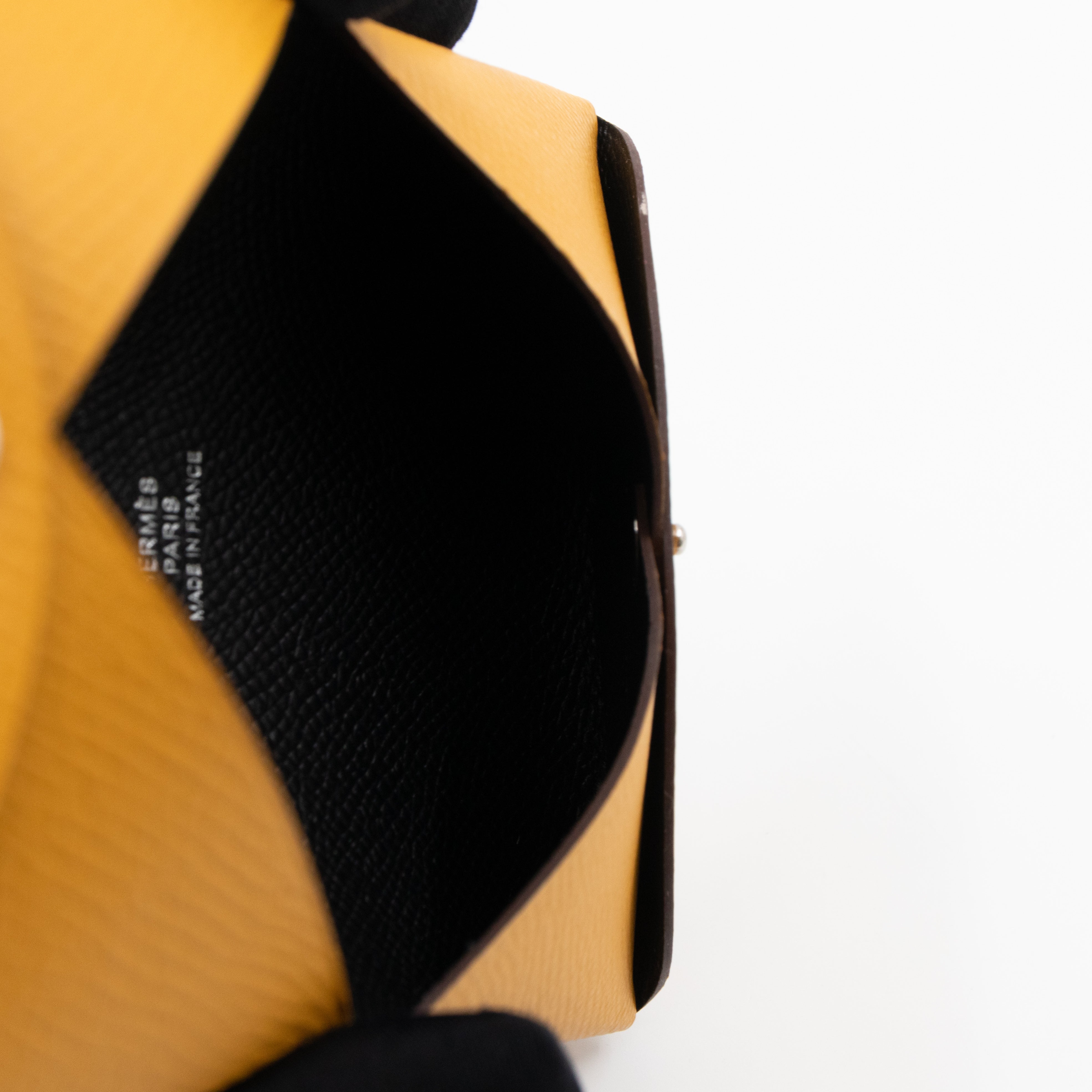 Calvi Card Holder Yellow Leather