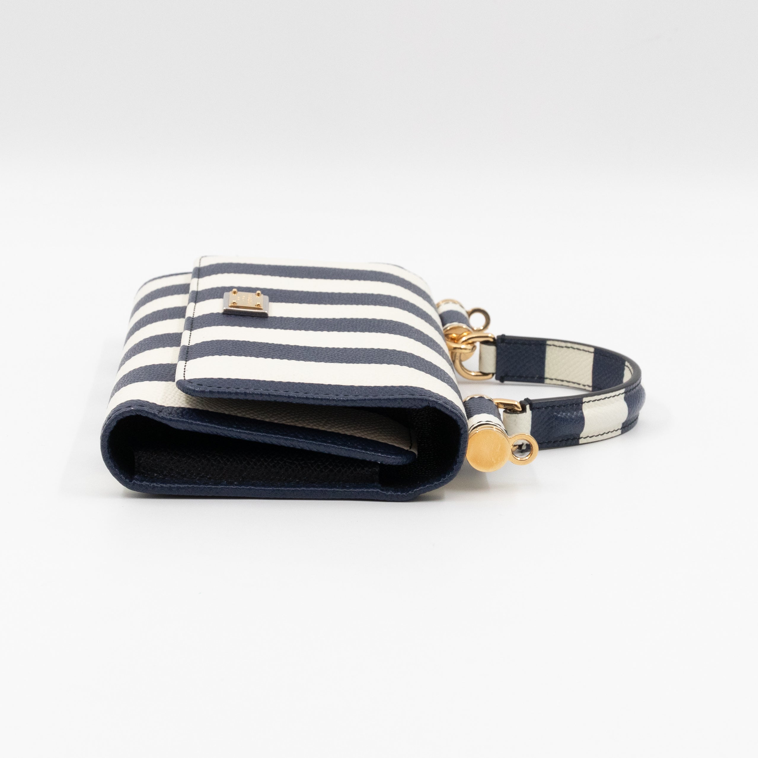 Sicily Von Bag Righe Blu Dauphine Leather
