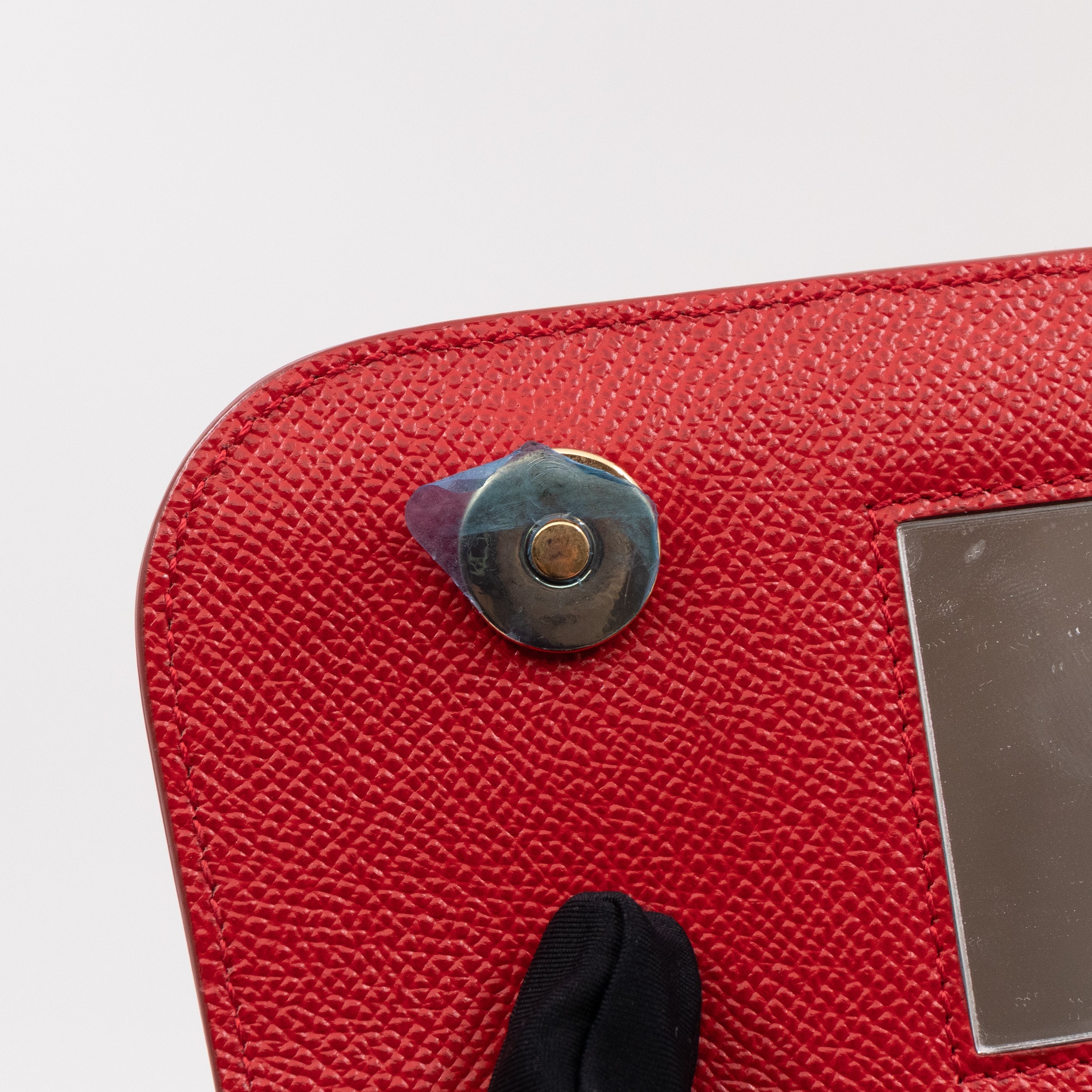 Sicily Medium Embellished Dauphine Leather Rosso
