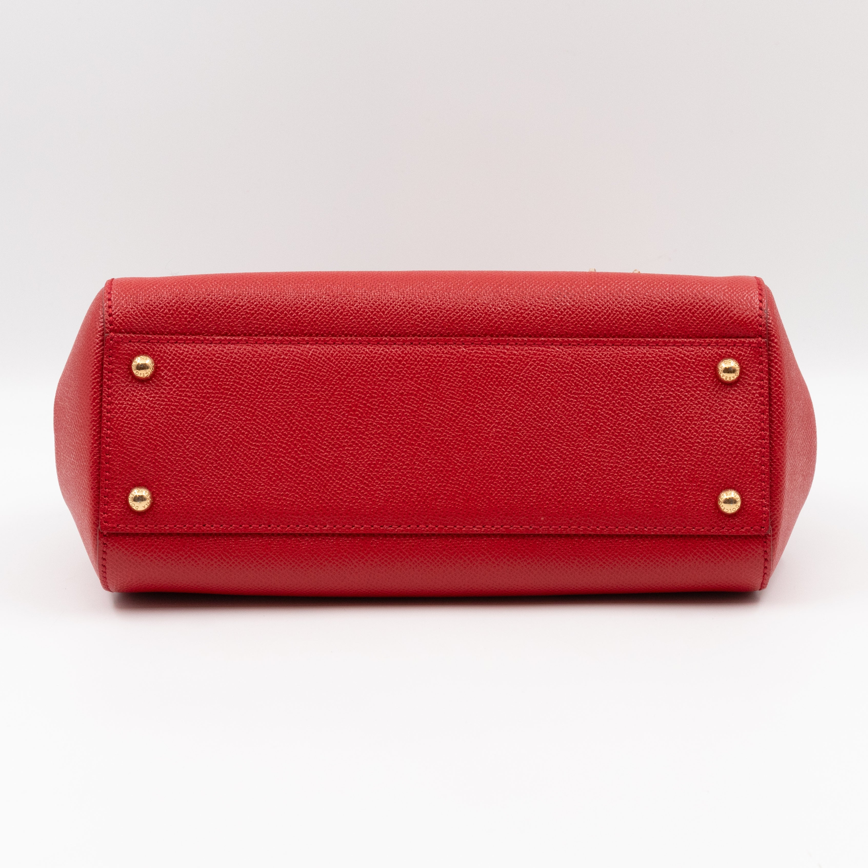 Sicily Medium Embellished Dauphine Leather Rosso