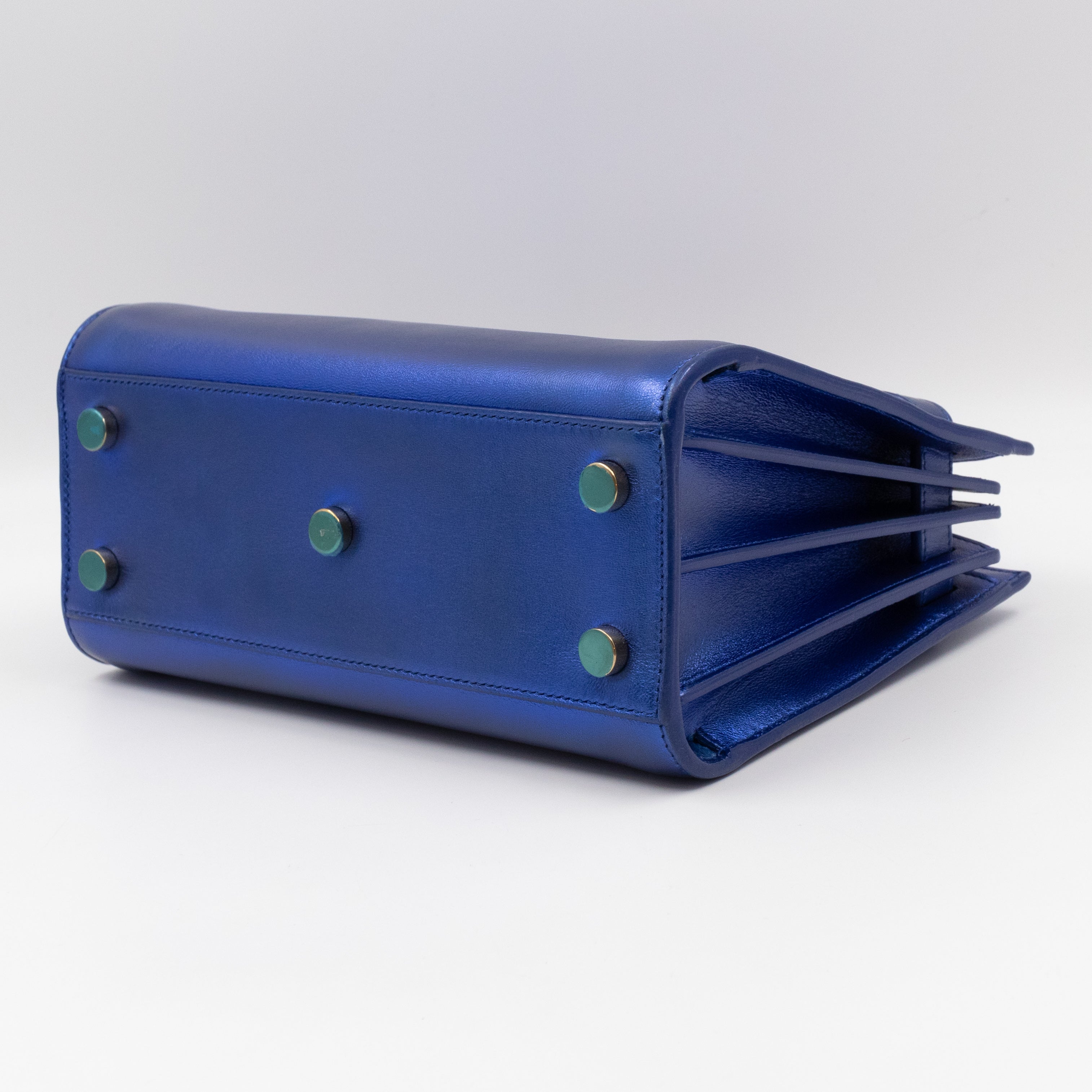 Sac de Jour Nano Blue Metallic Leather