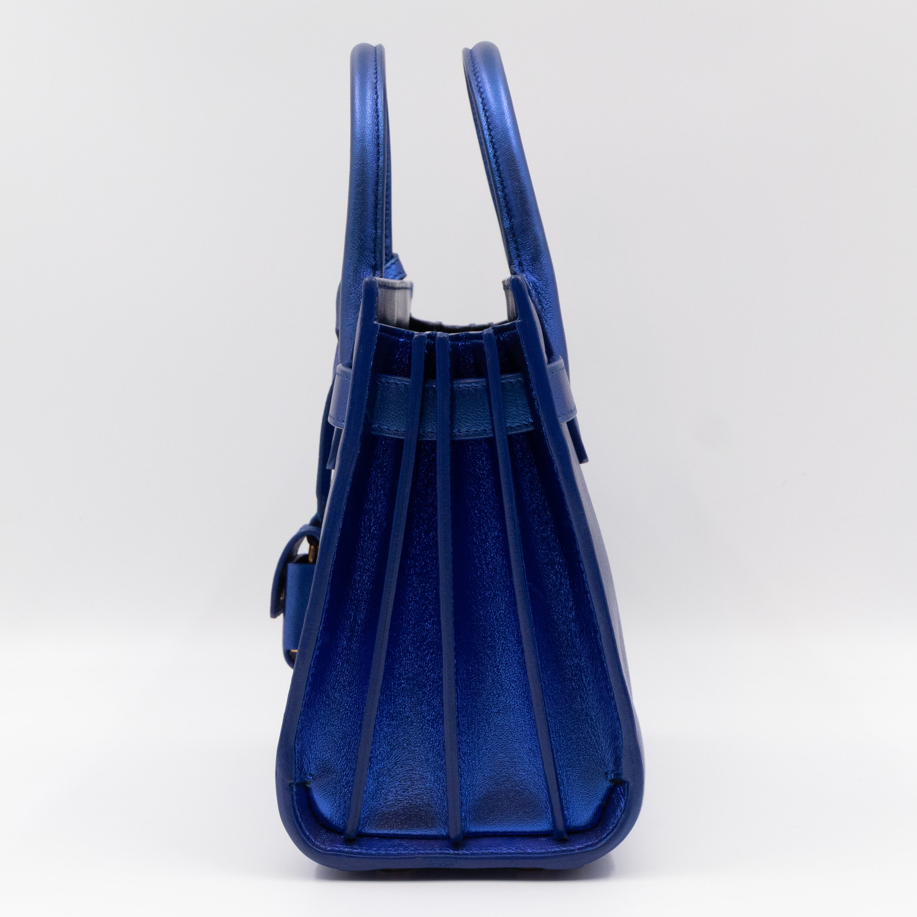 Sac de Jour Nano Blue Metallic Leather