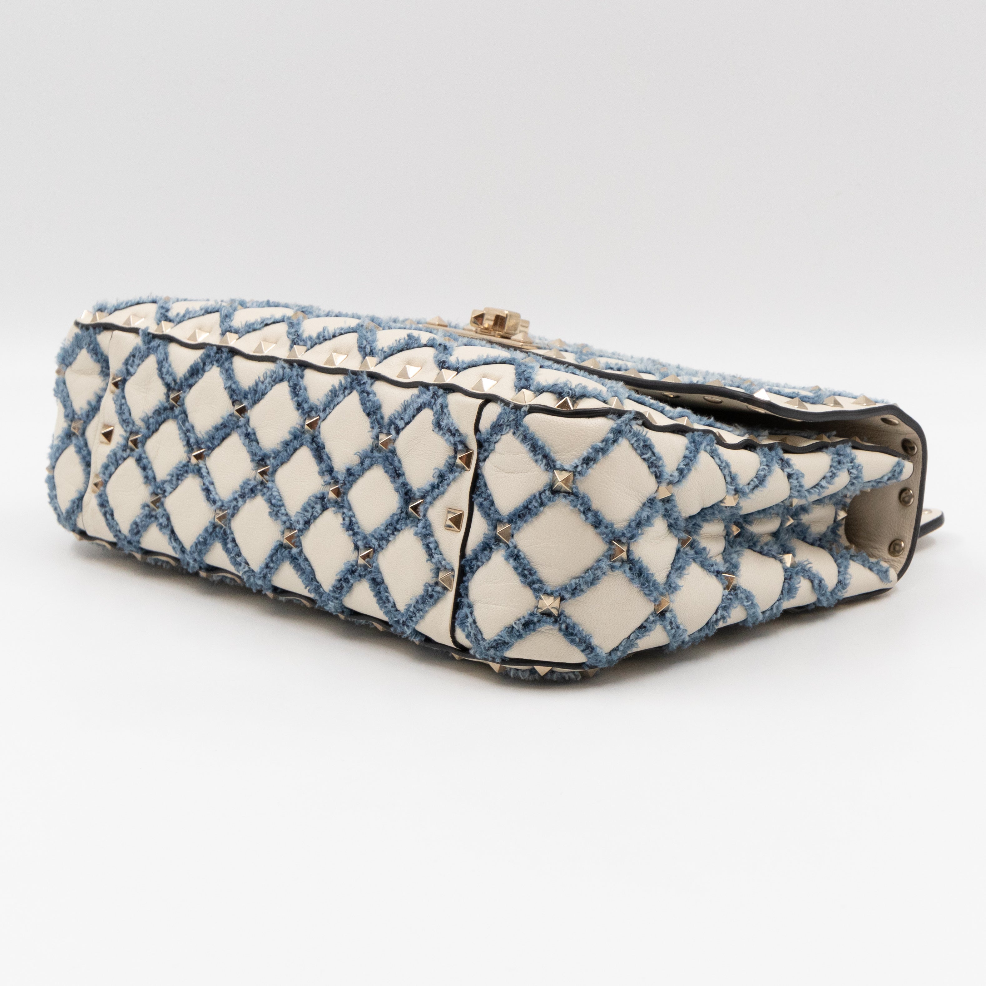 Rockstud Spike Medium Shoulder Bag Nappa Denim Quilted