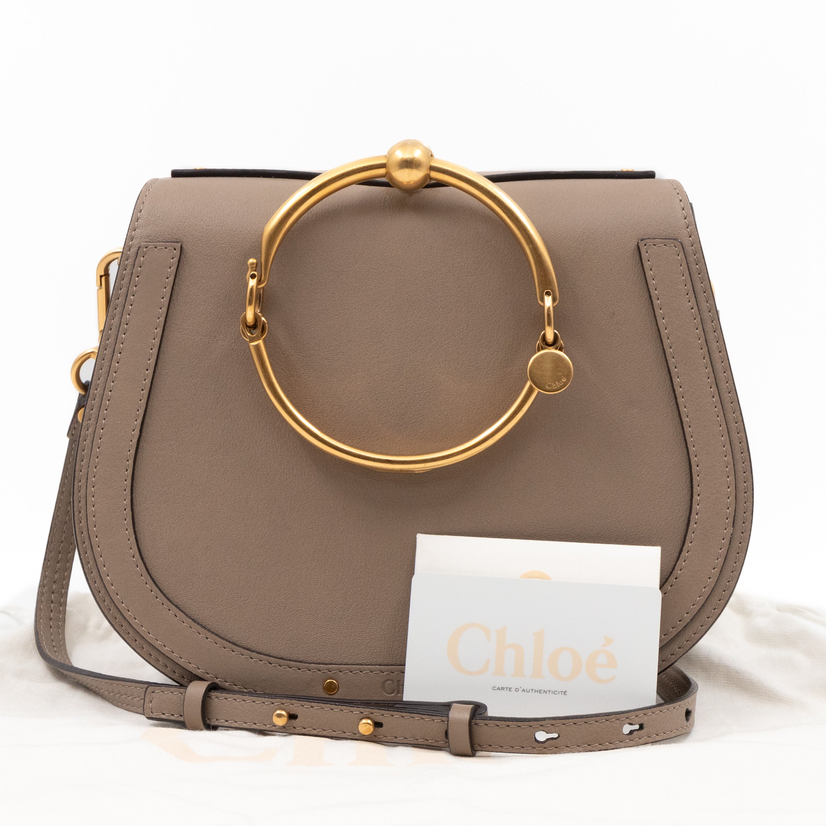 Nile Bracelet Bag Medium Gray Leather