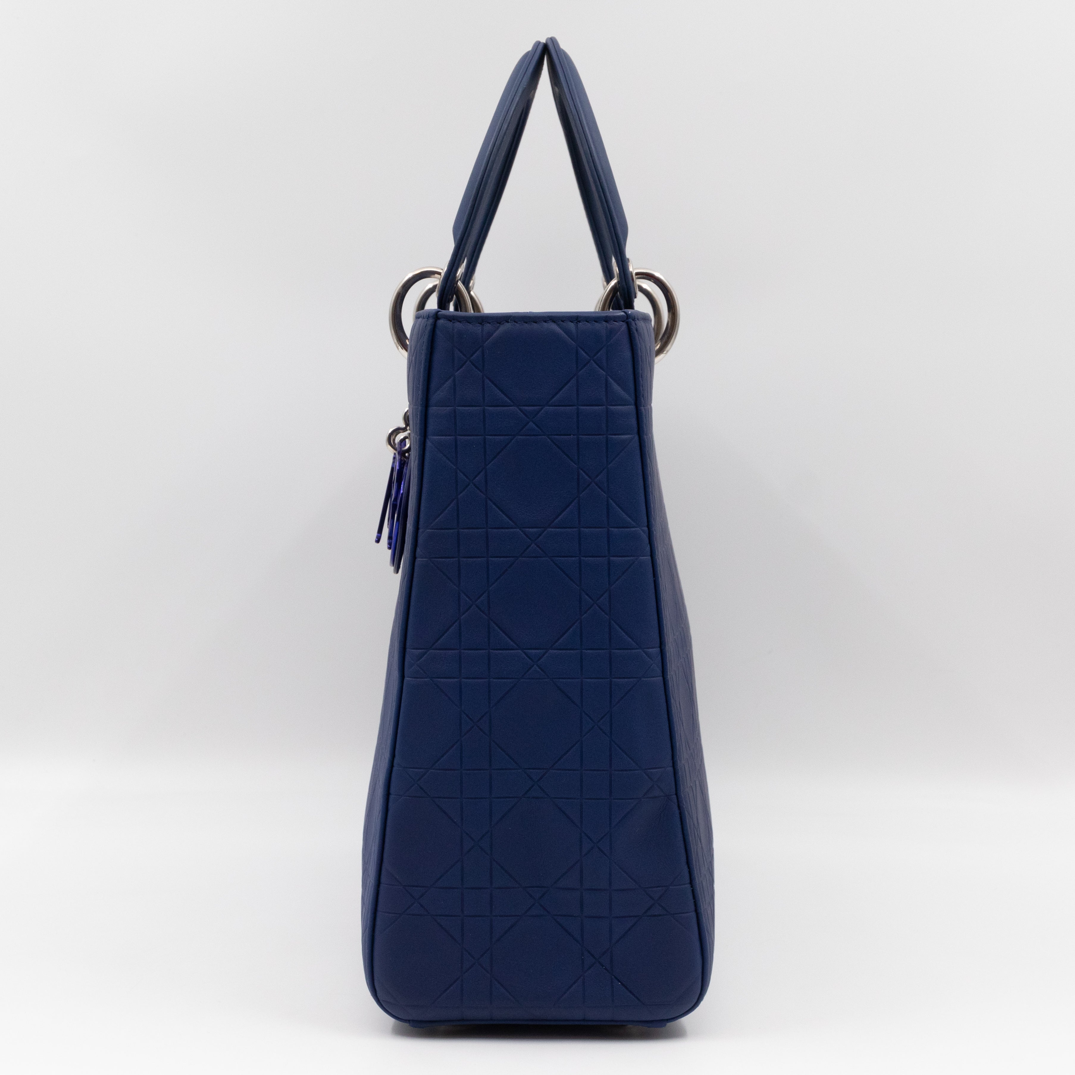 Lady Dior Large Navy Blue Ultra Matte Leather