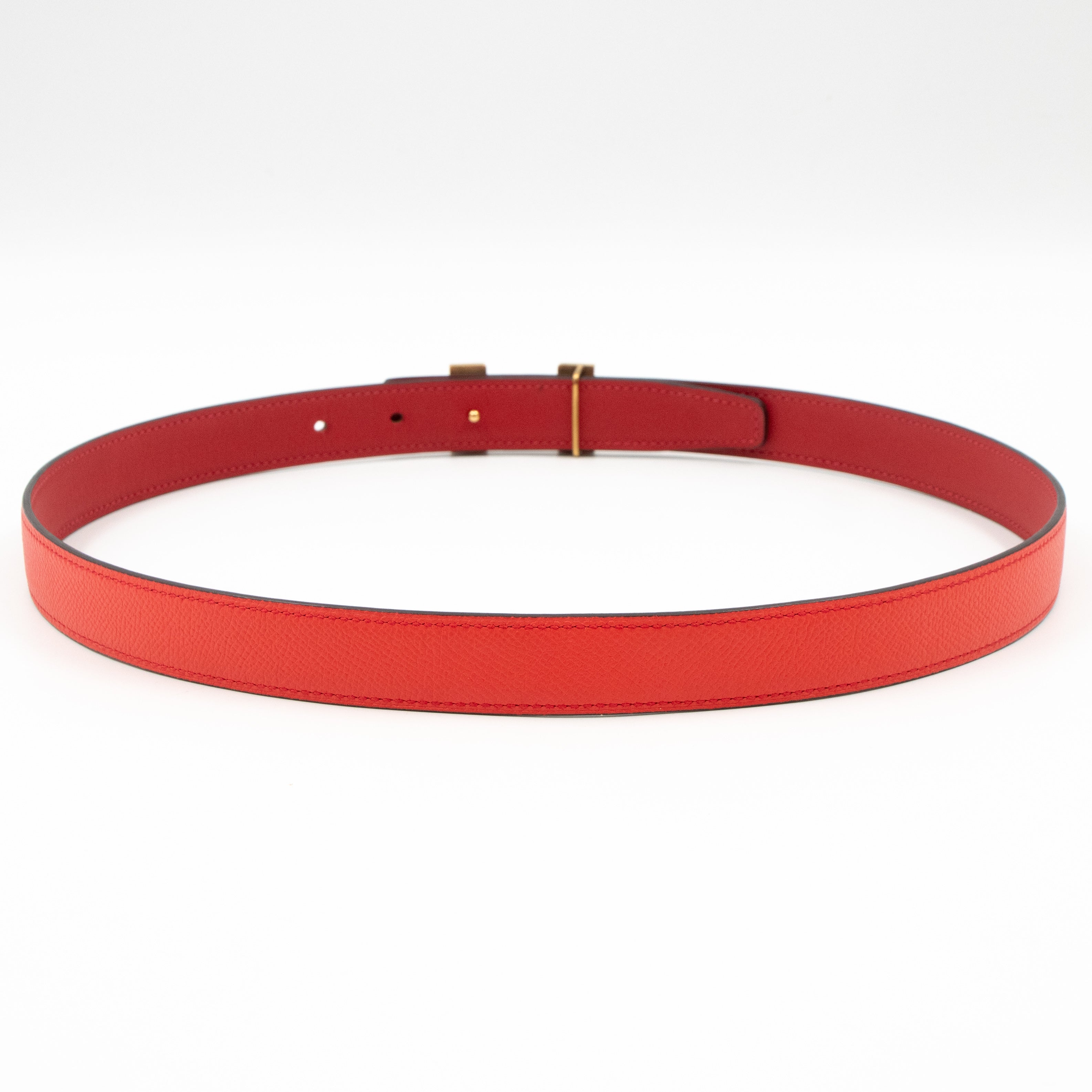 Mini Constance Buckle & Reversible Red and Rose Jaipur Leather Belt 80 cm