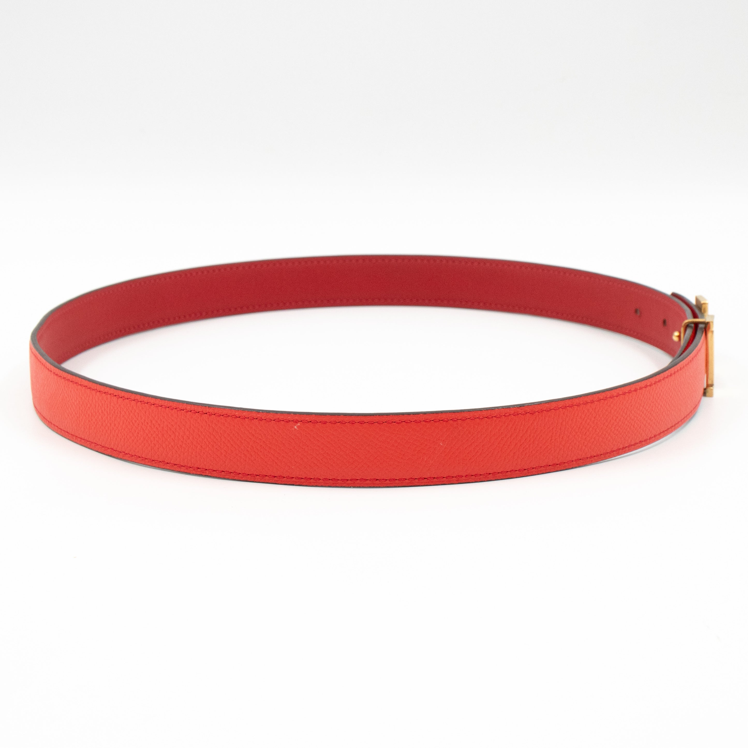 Mini Constance Buckle & Reversible Red and Rose Jaipur Leather Belt 80 cm