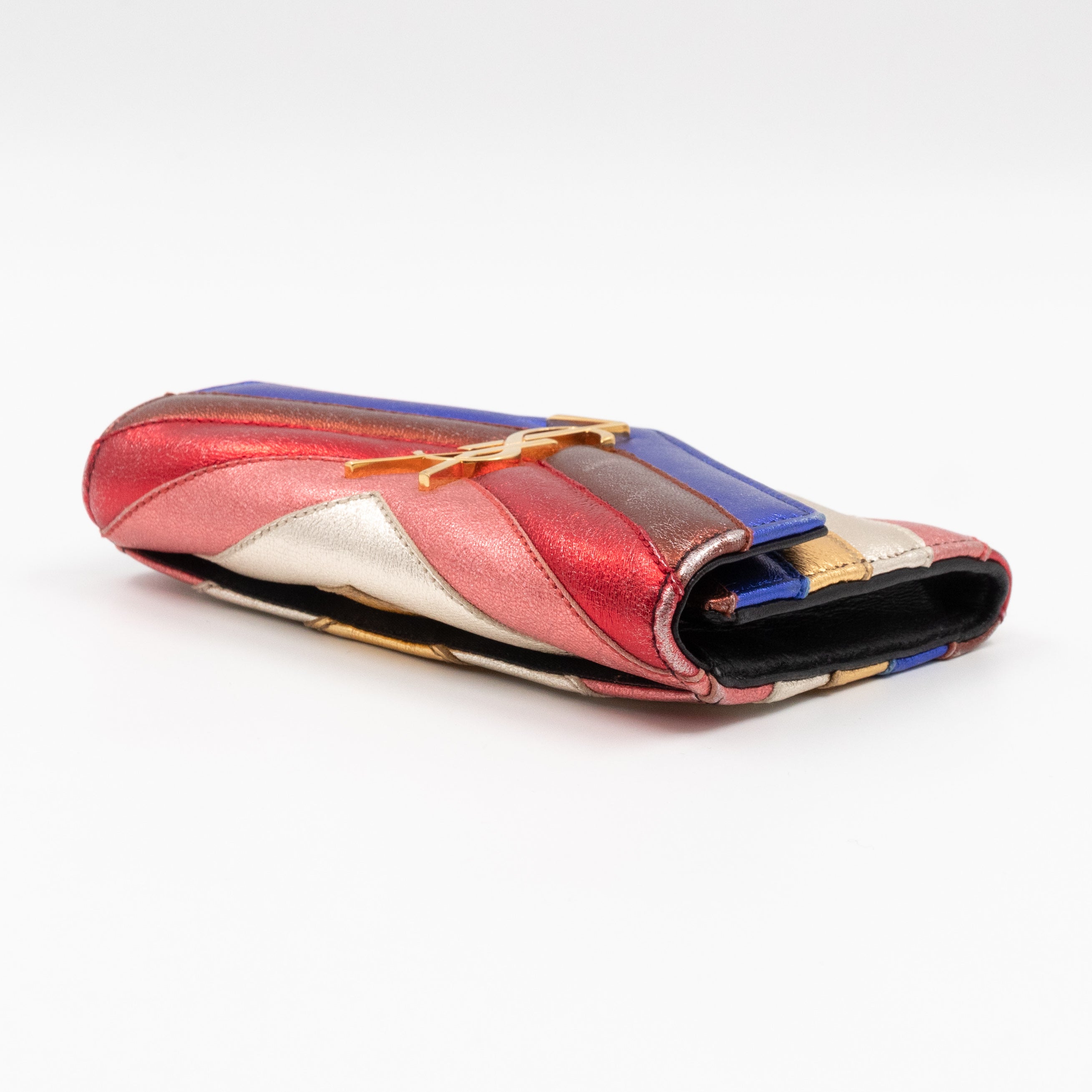 Classic Monogram College Envelope Wallet Metallic Chevron Leather
