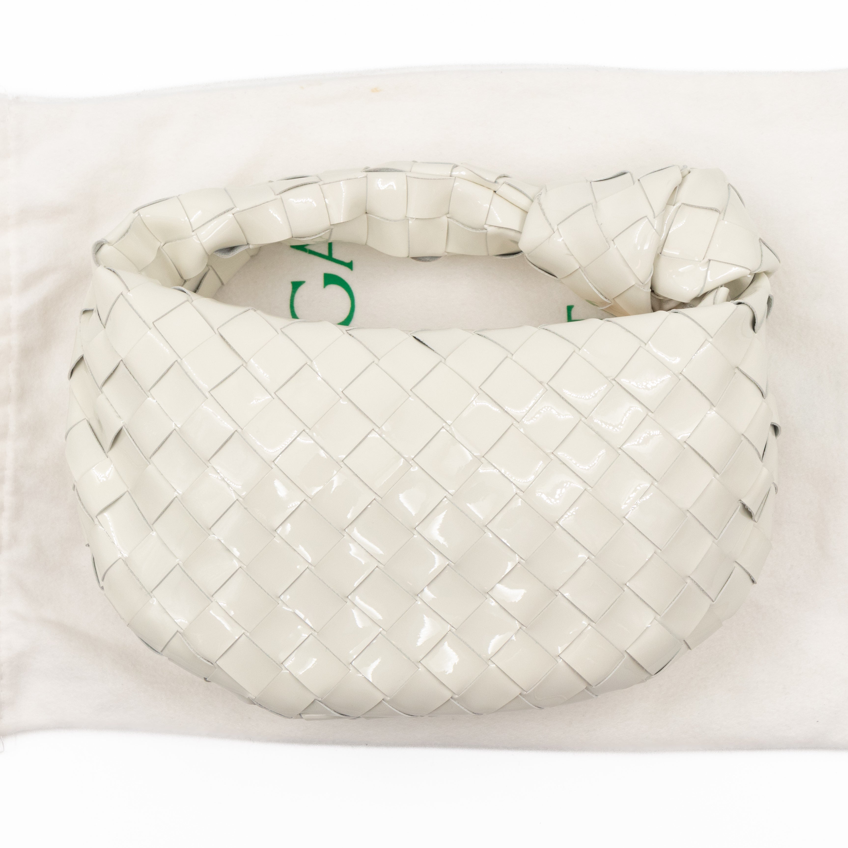 Jodie Mini Intrecciato White Patent Leather