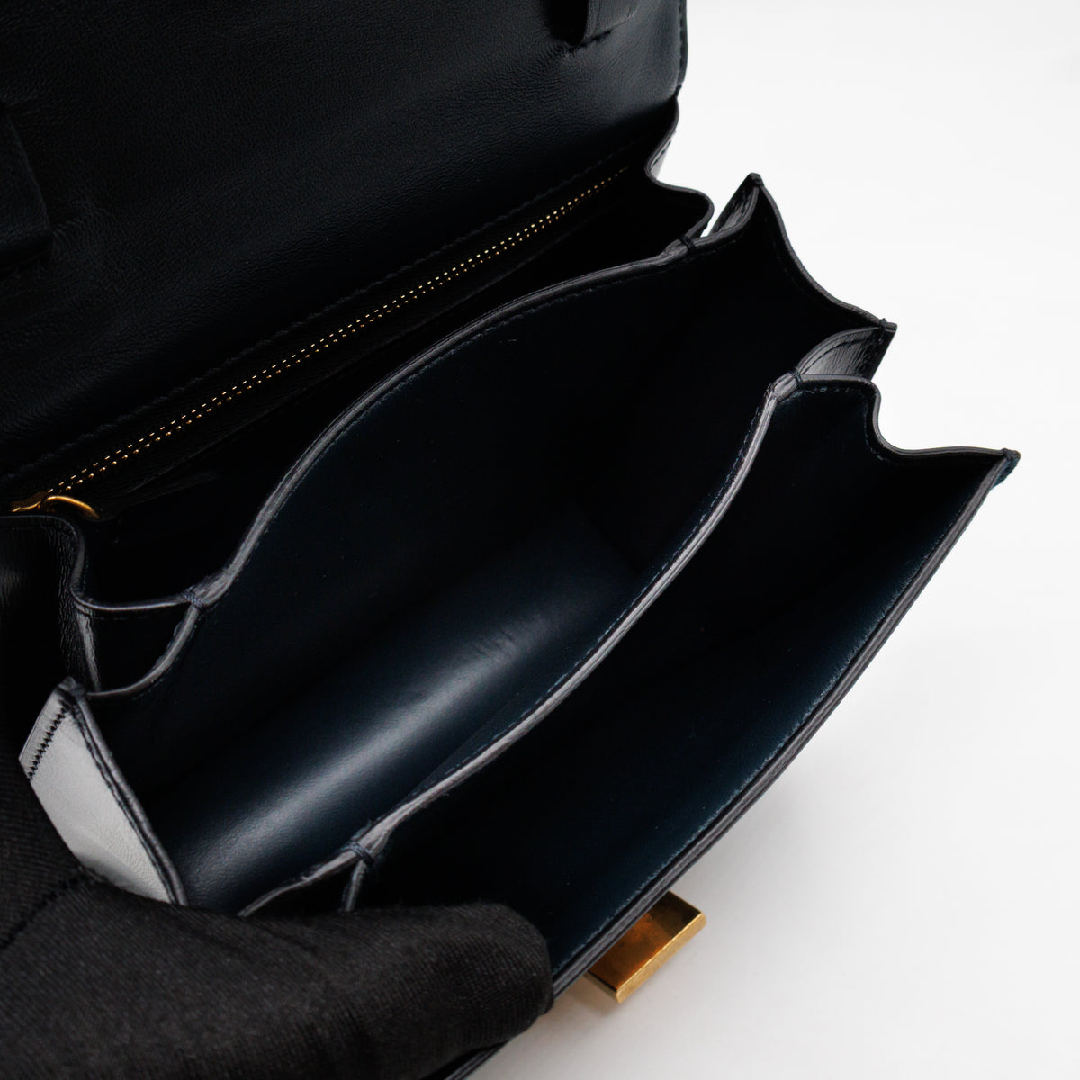 Classic Box Small Green Suede & Black Leather