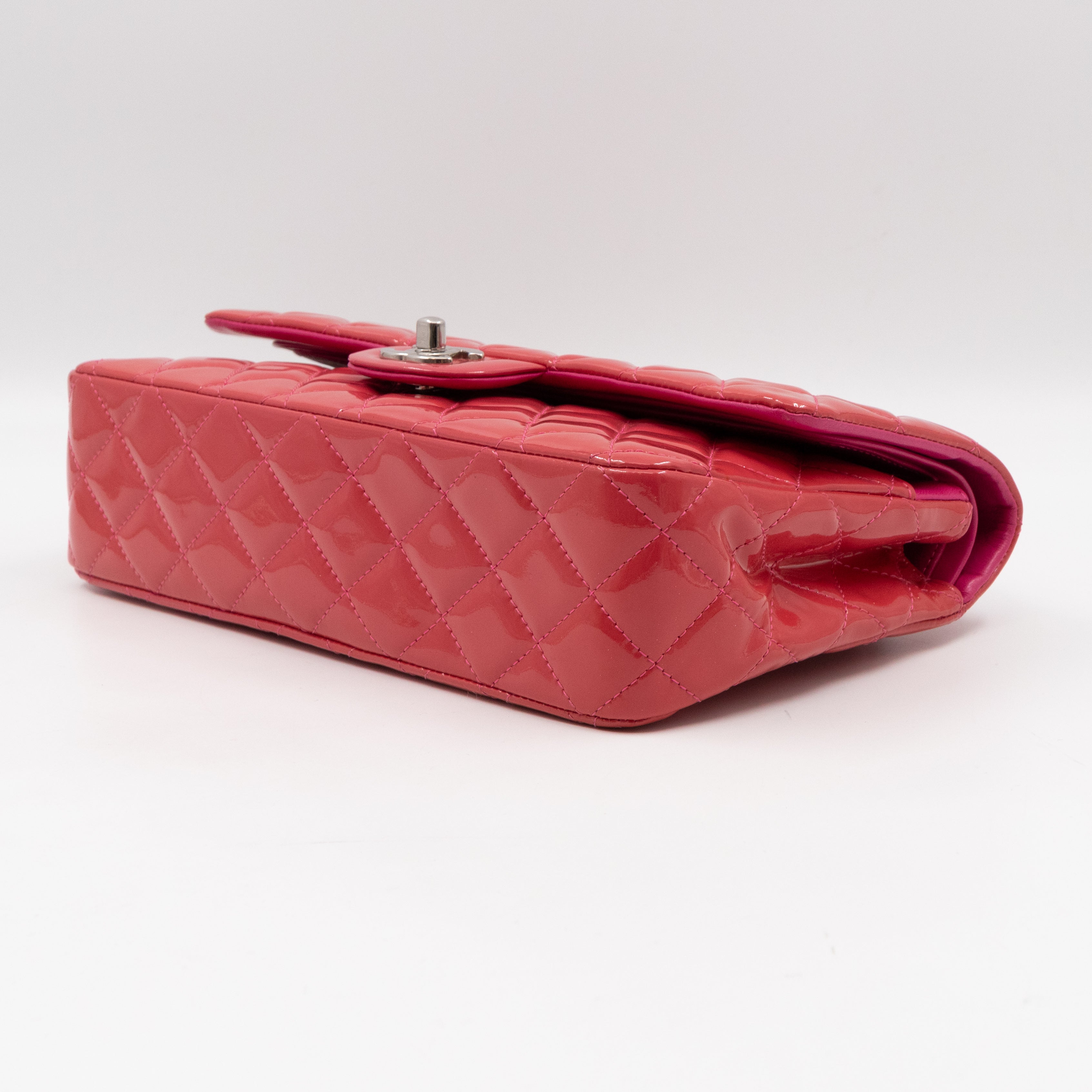 Classic Double Flap Medium Pink Patent Leather