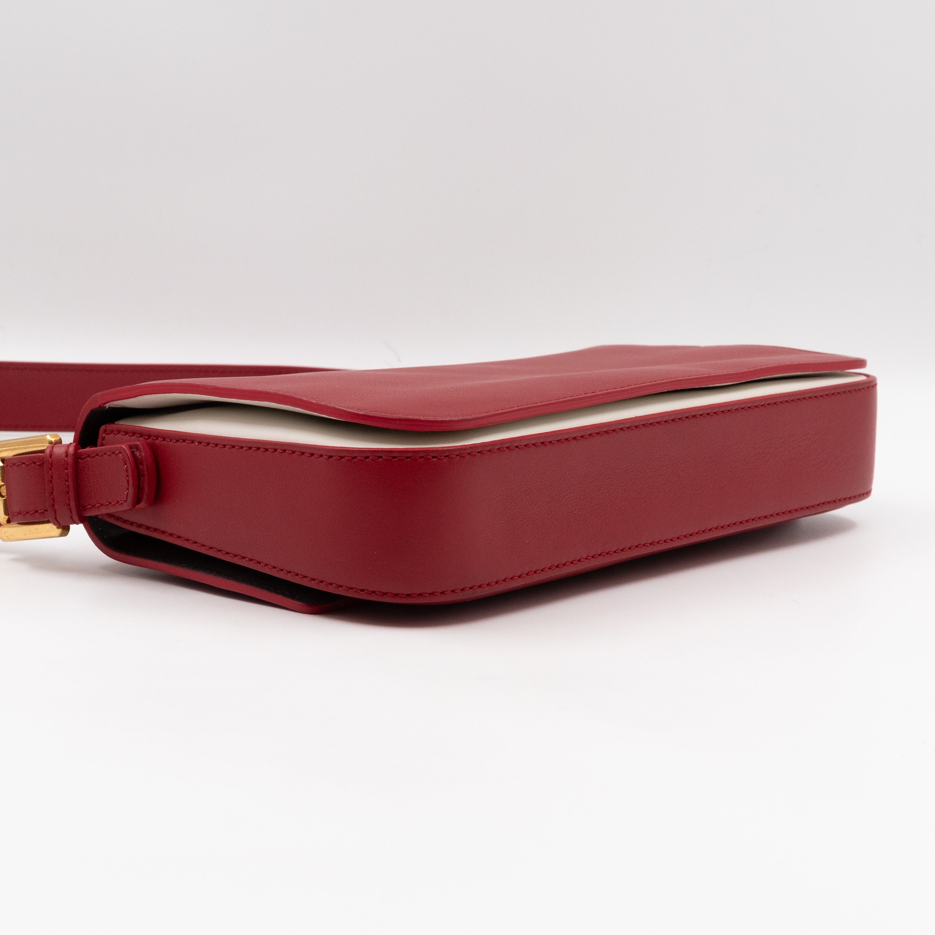 3 Baguette Shoulder Bag Red Leather