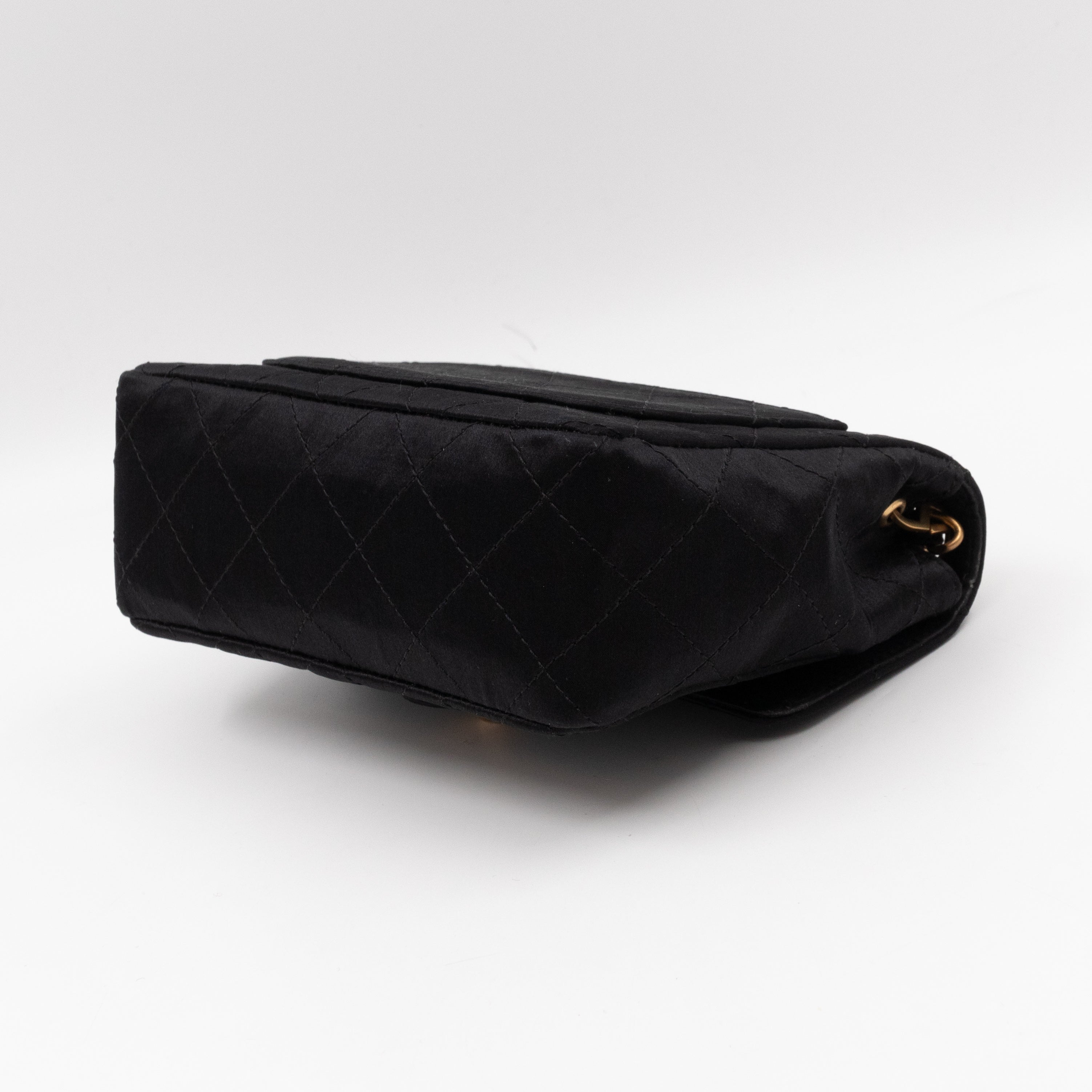 Classic Flap Mini Square Black Satin Vintage