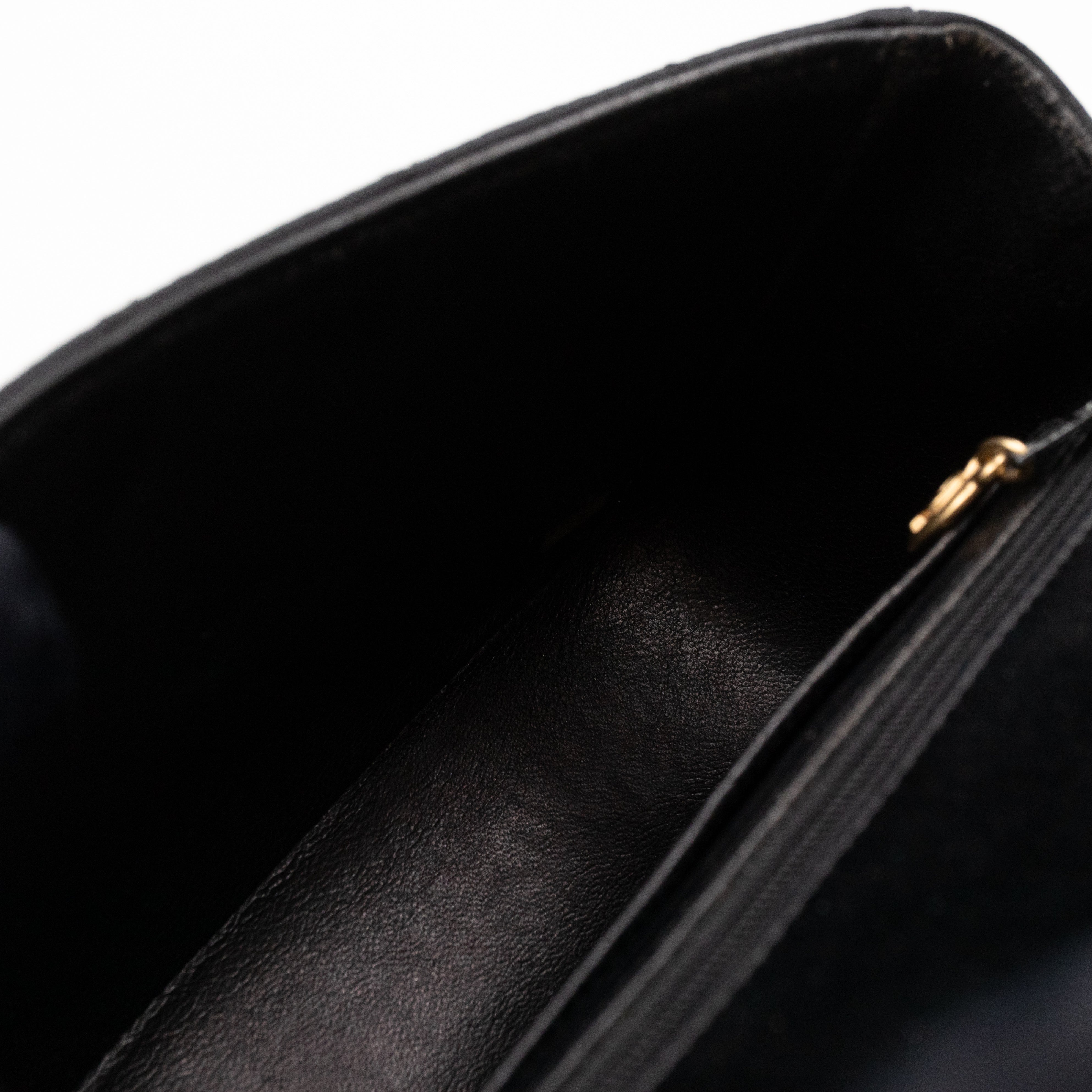 Classic Flap Mini Square Black Satin Vintage