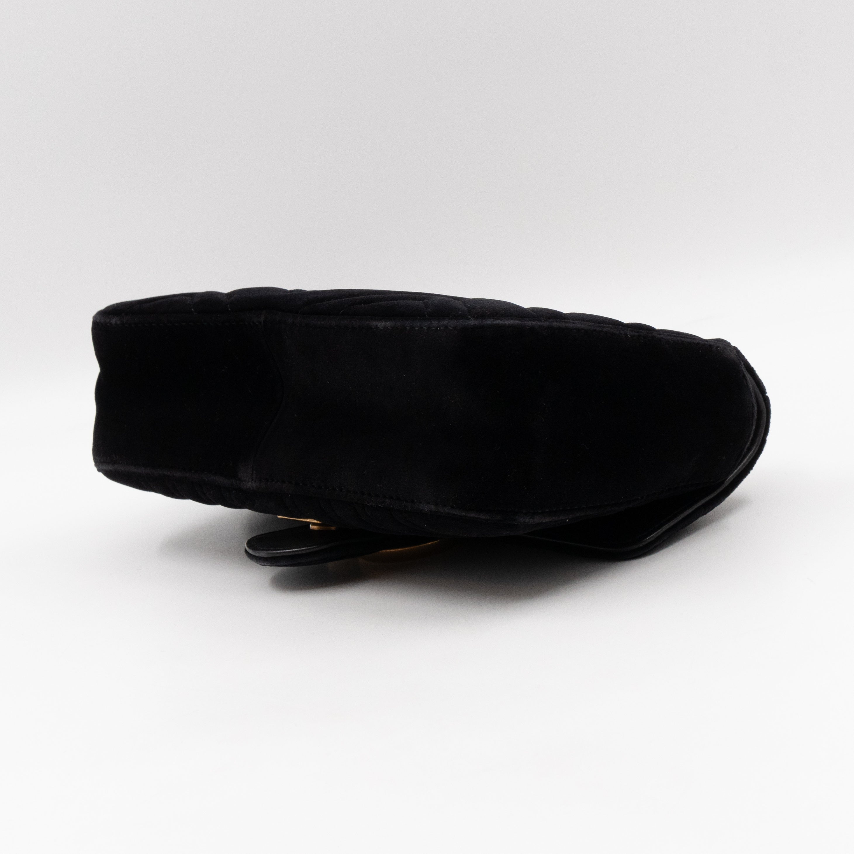 GG Marmont Flap Mini Black Velvet Aged Gold