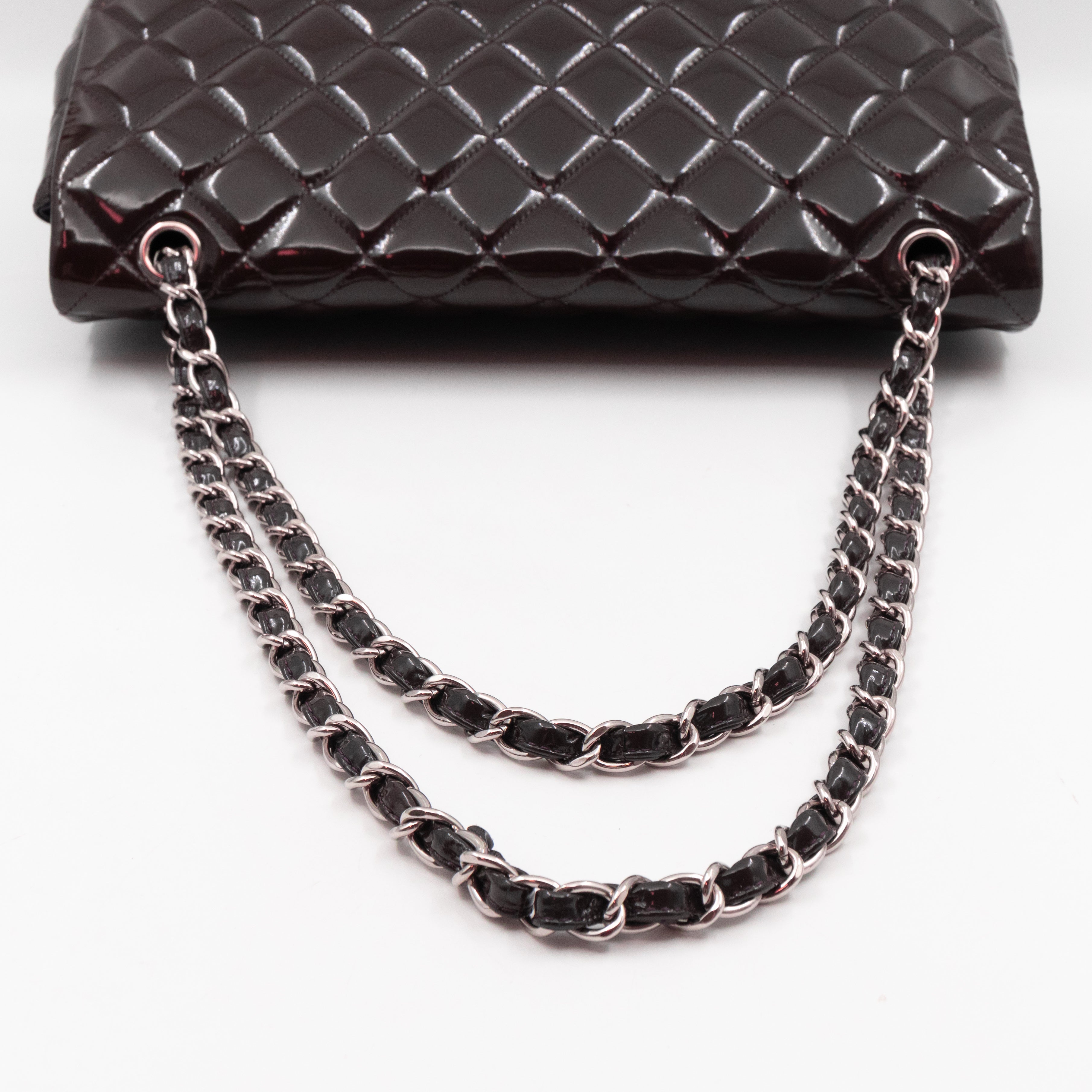 Classic Single Flap Maxi Purple Patent Silver