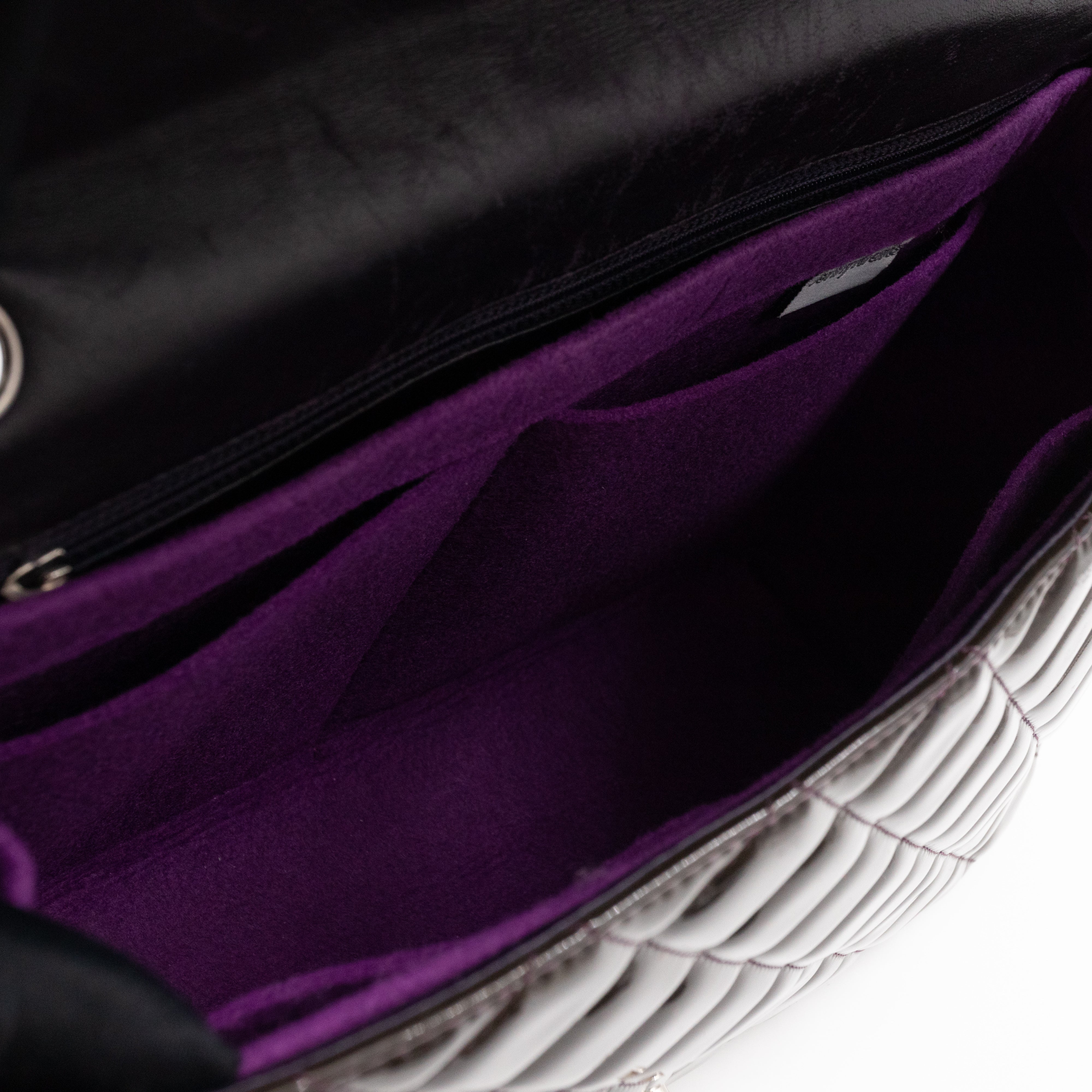 Classic Single Flap Maxi Purple Patent Silver