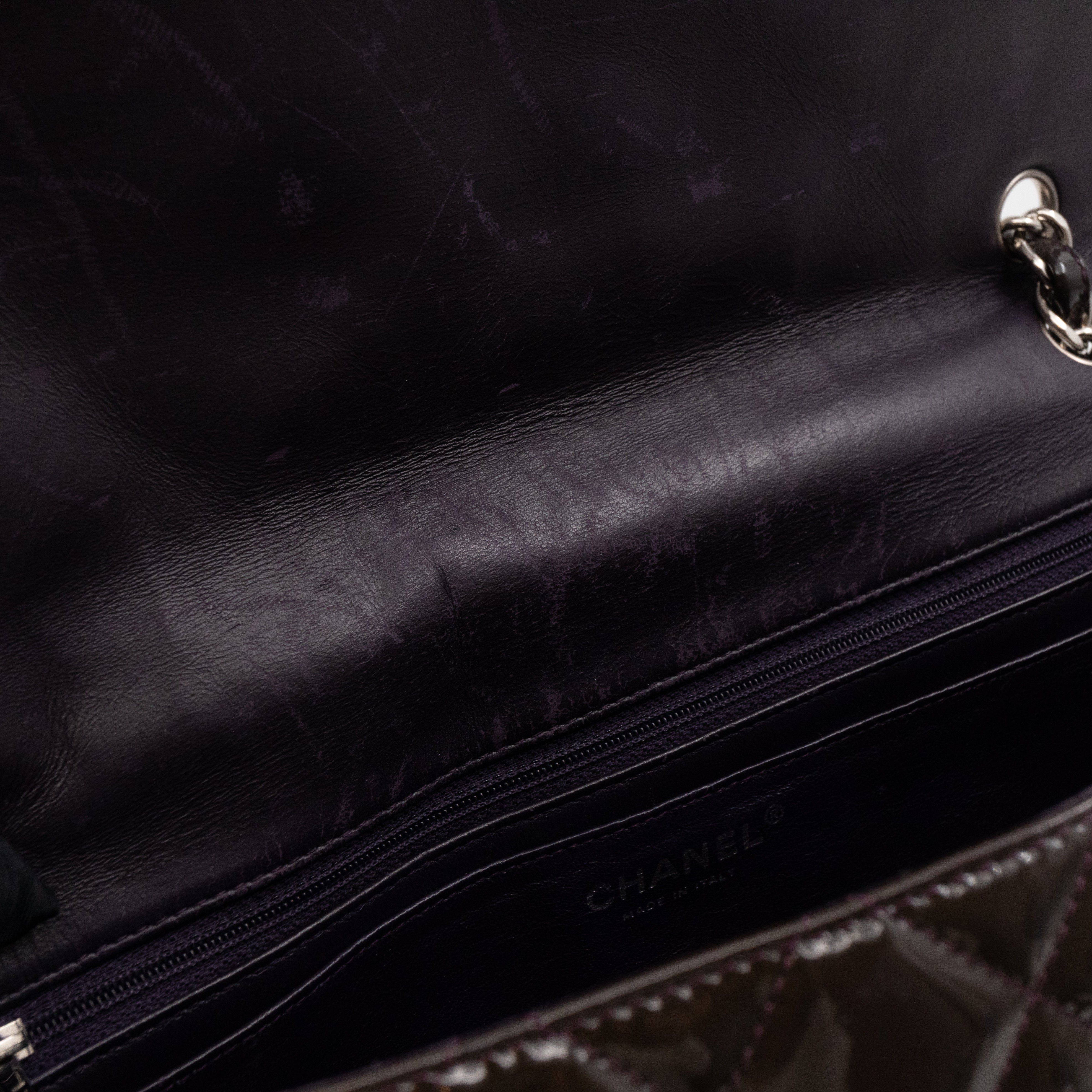 Classic Single Flap Maxi Purple Patent Silver