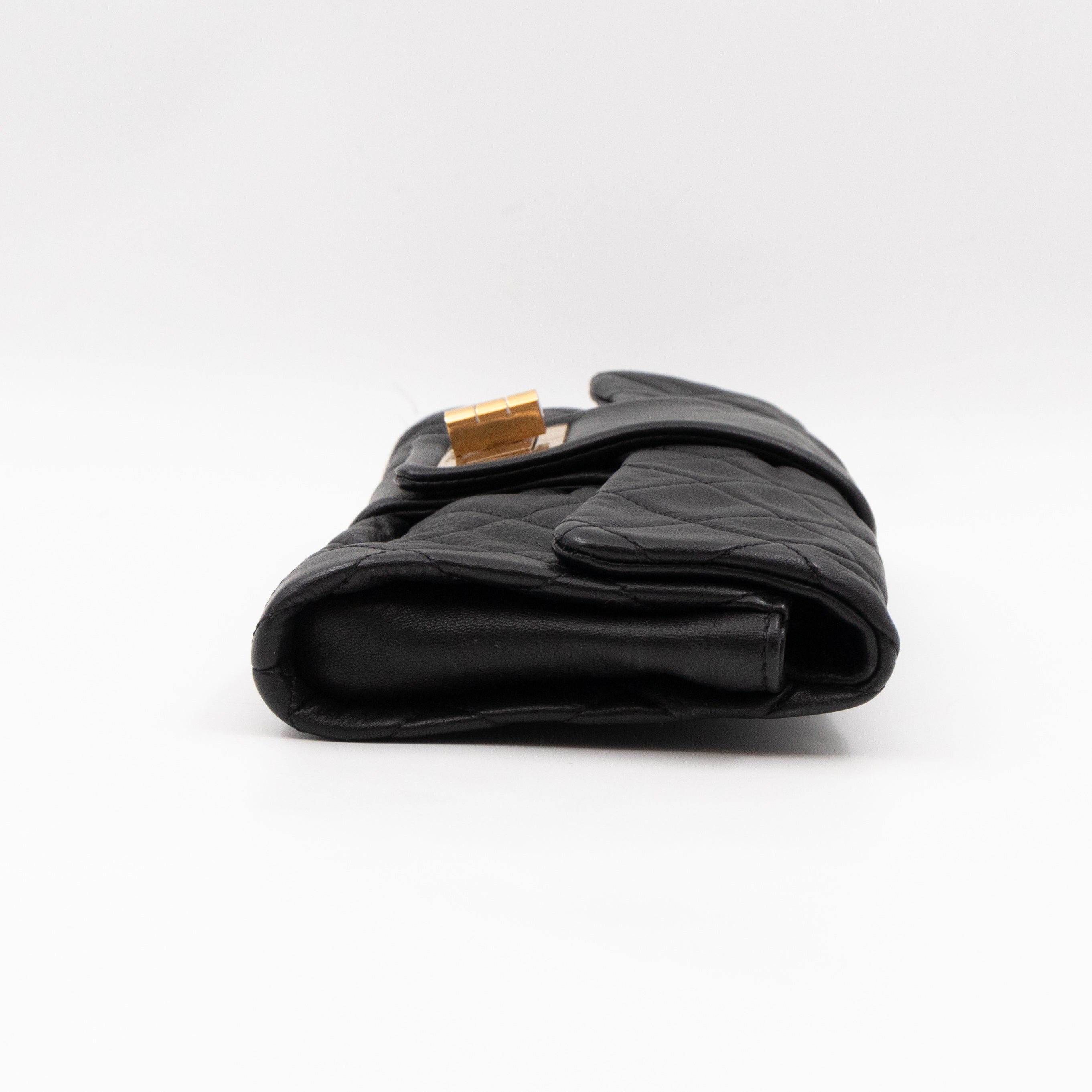 Mademoiselle Flap Clutch Black Leather