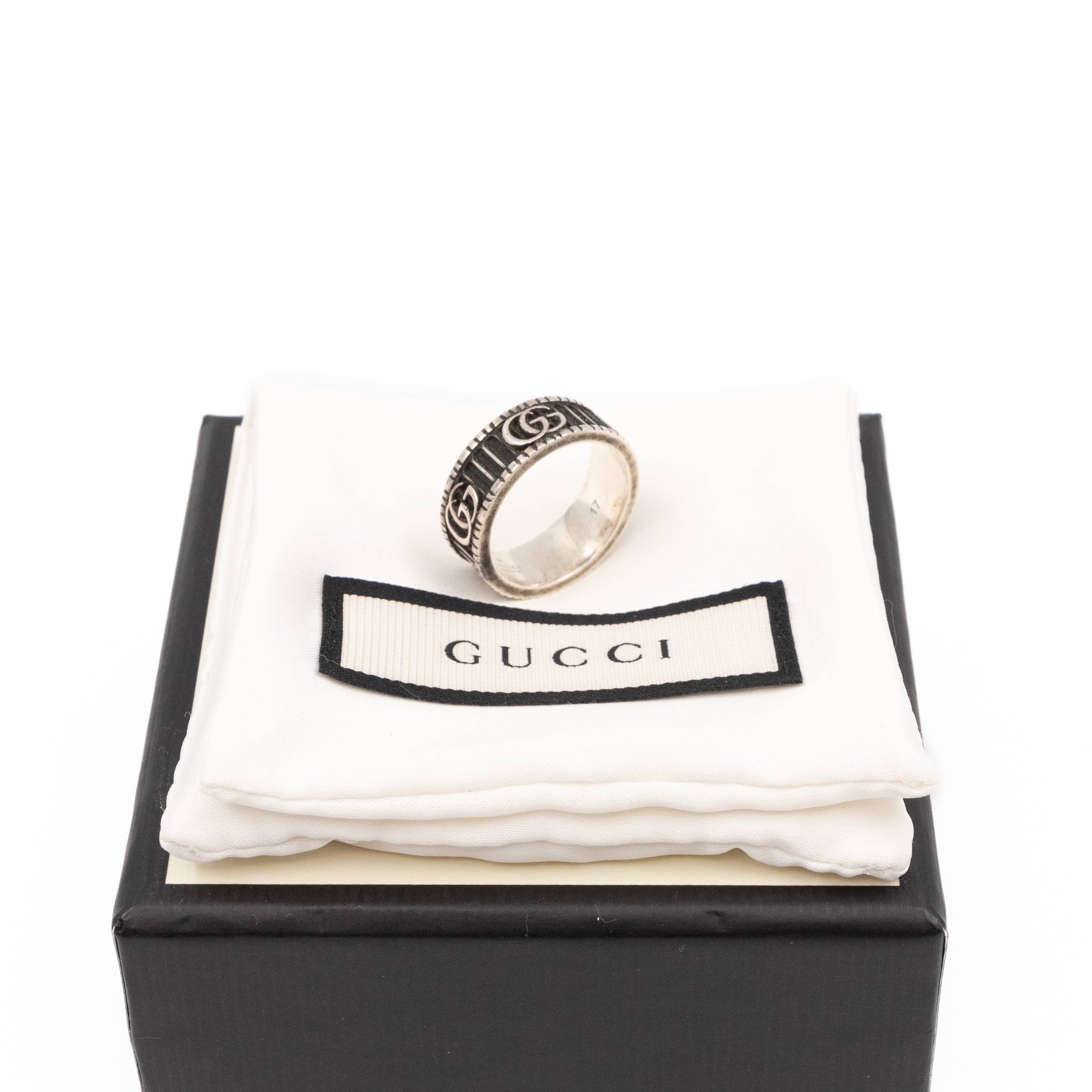 Double G Logo Ring Silver