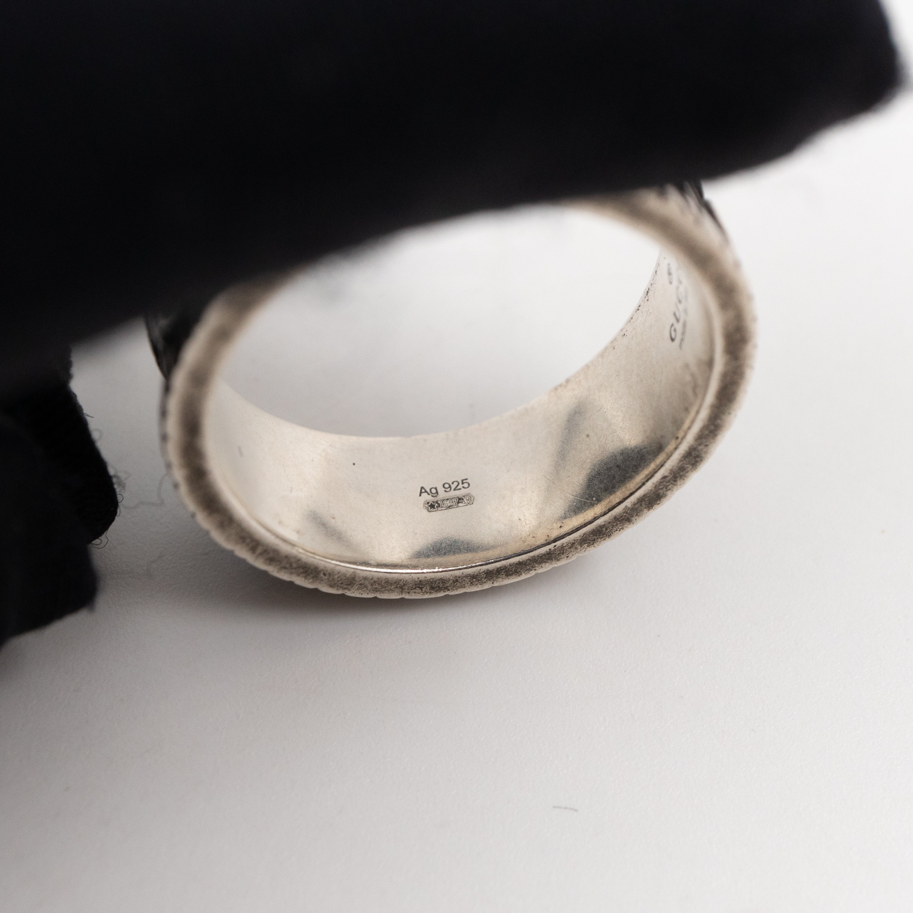 Double G Logo Ring Silver