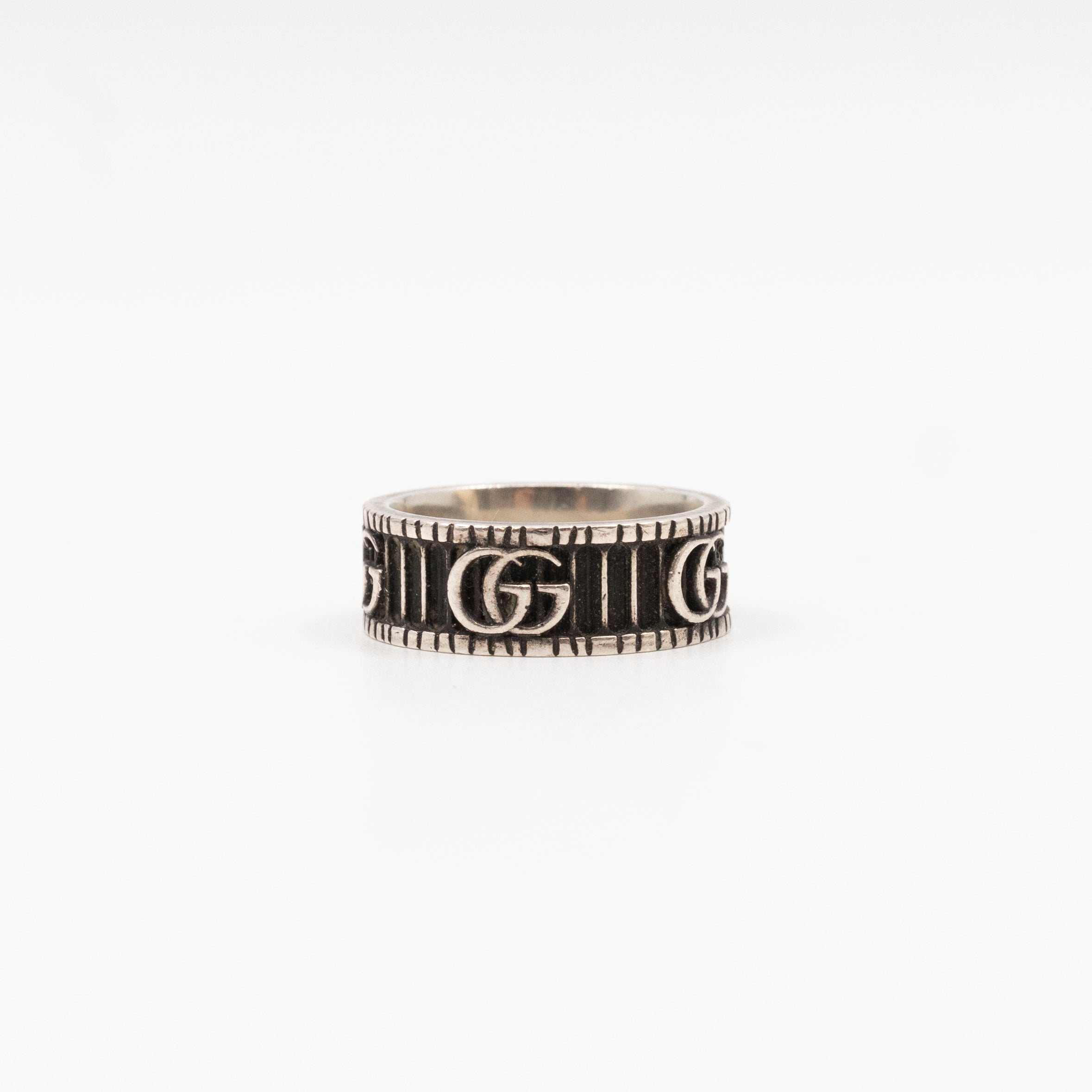 Double G Logo Ring Silver