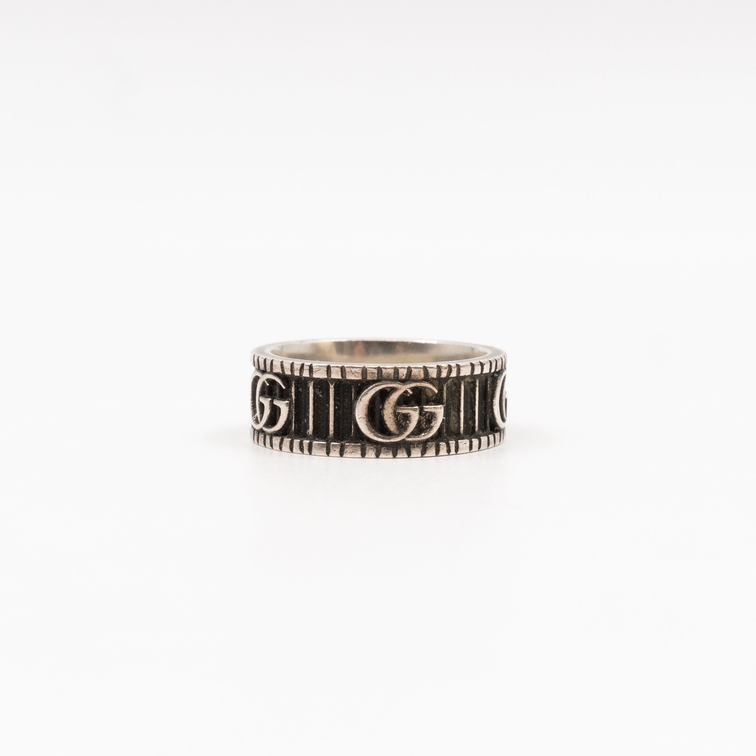 Double G Logo Ring Silver